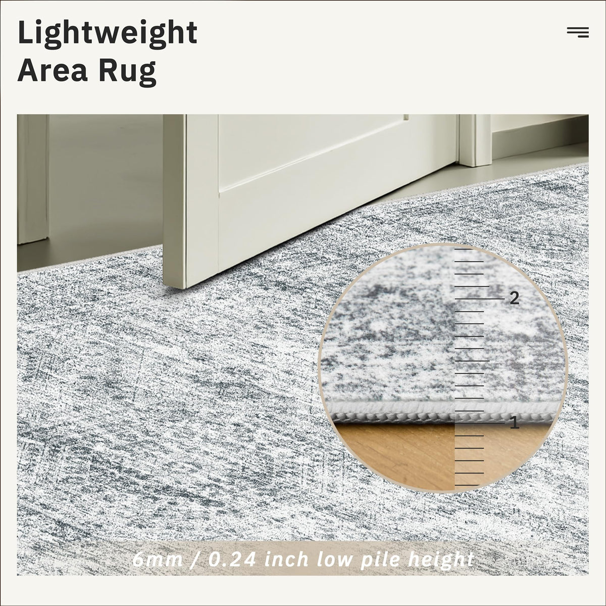 Soalmost 5x7 Area Rugs Gray Low Pile Indoor Washable Trendy Faded Style Rugs for Bedroom Living Room Dining Room Foldable Non-Slip Thin Grey Print Mat