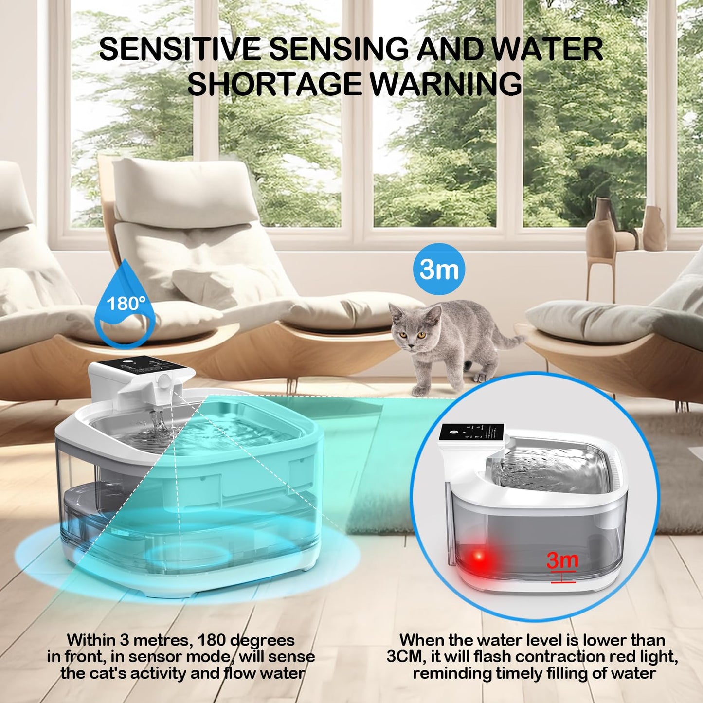 Cat Water Fountain LOXIBAO, 4.5L Large-Capacity Automatic Stainless Steel Pet Fountain with Drinking Spout, High-Capacity Rechargeable Cat Water Fountain - Ultra Quiet Pump for Cats & Dogs,2 Filters