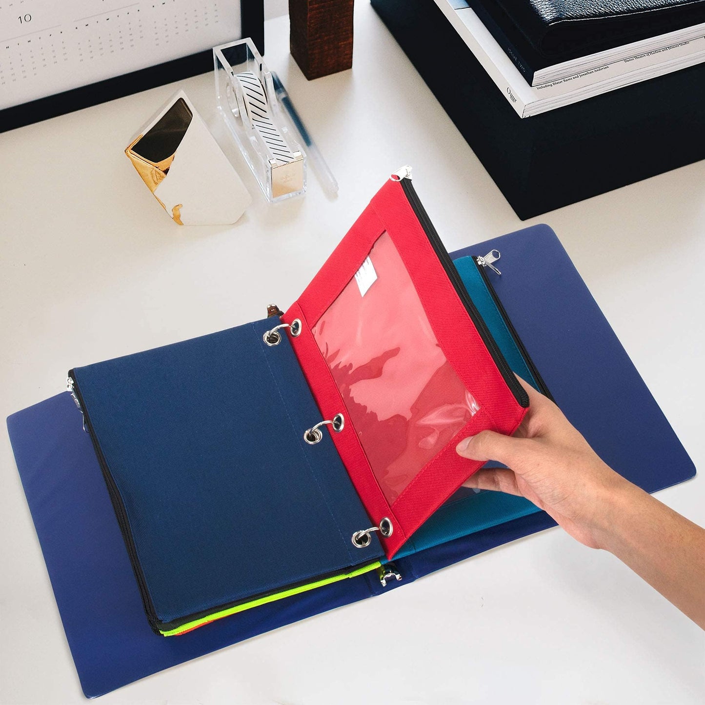 Big 3 Ring Pencil Pouch with Clear See Through Window - Bulk Pack Bundles