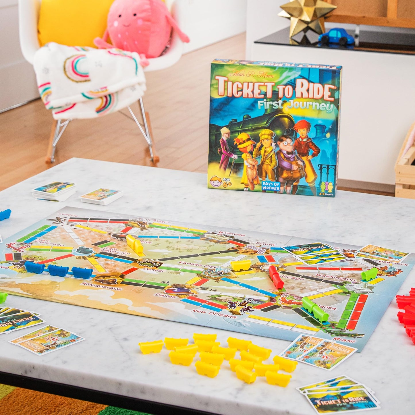 Ticket to Ride - First Journey (English) - Board Games - Strategy/Family - Games for Kids and Family - Ages 6+ - 2 to 4 Players - 15 to 30 Minute Playtime - Made by Asmodee