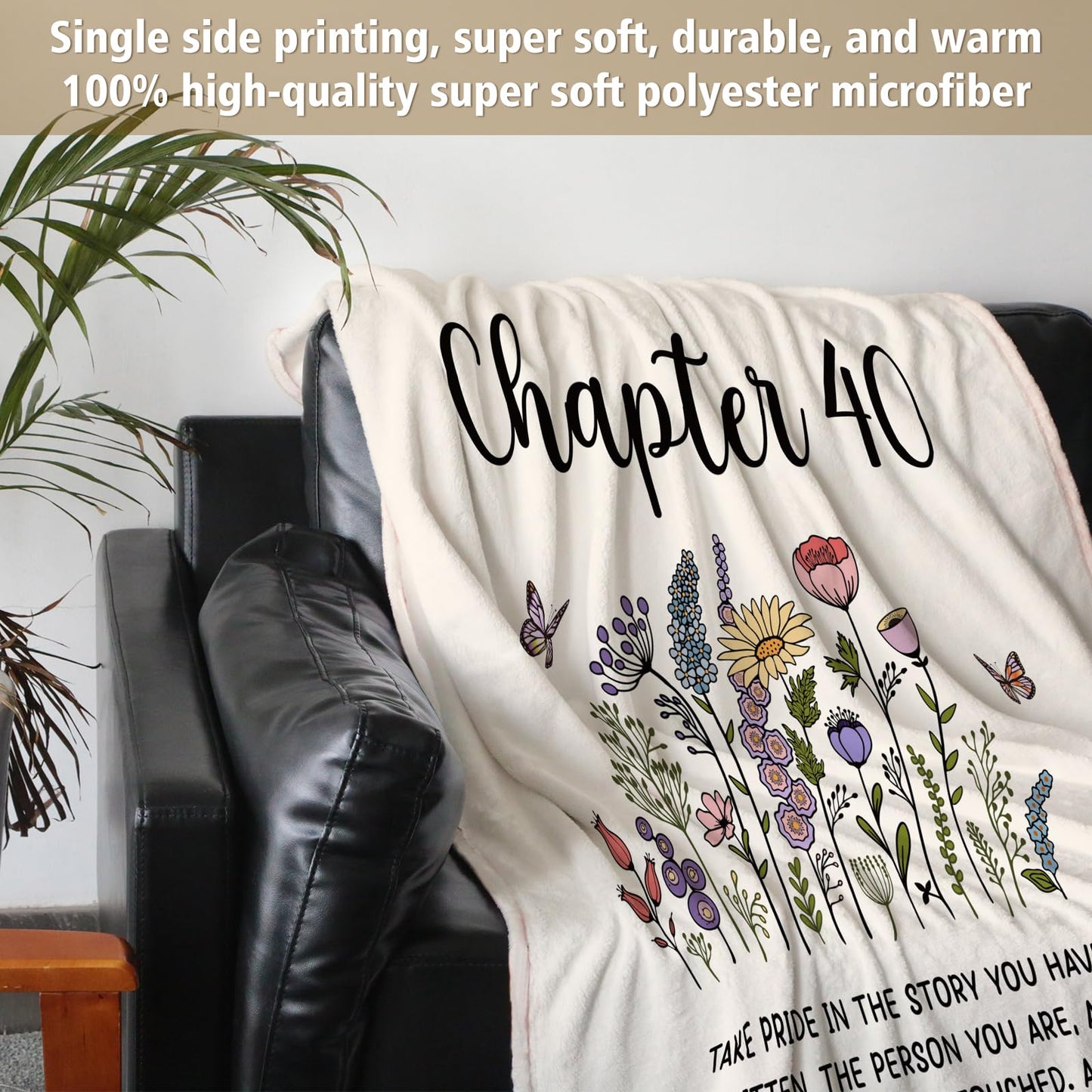 Afterprints 40th Birthday Gifts for Women, Chapter 40 Blanket, 1986 40th Birthday Decorations, 40 Year Old Gifts for Women, Wife, Mom, Friend, Sister, Turning 40 Throw Blankets 50'' x 60''