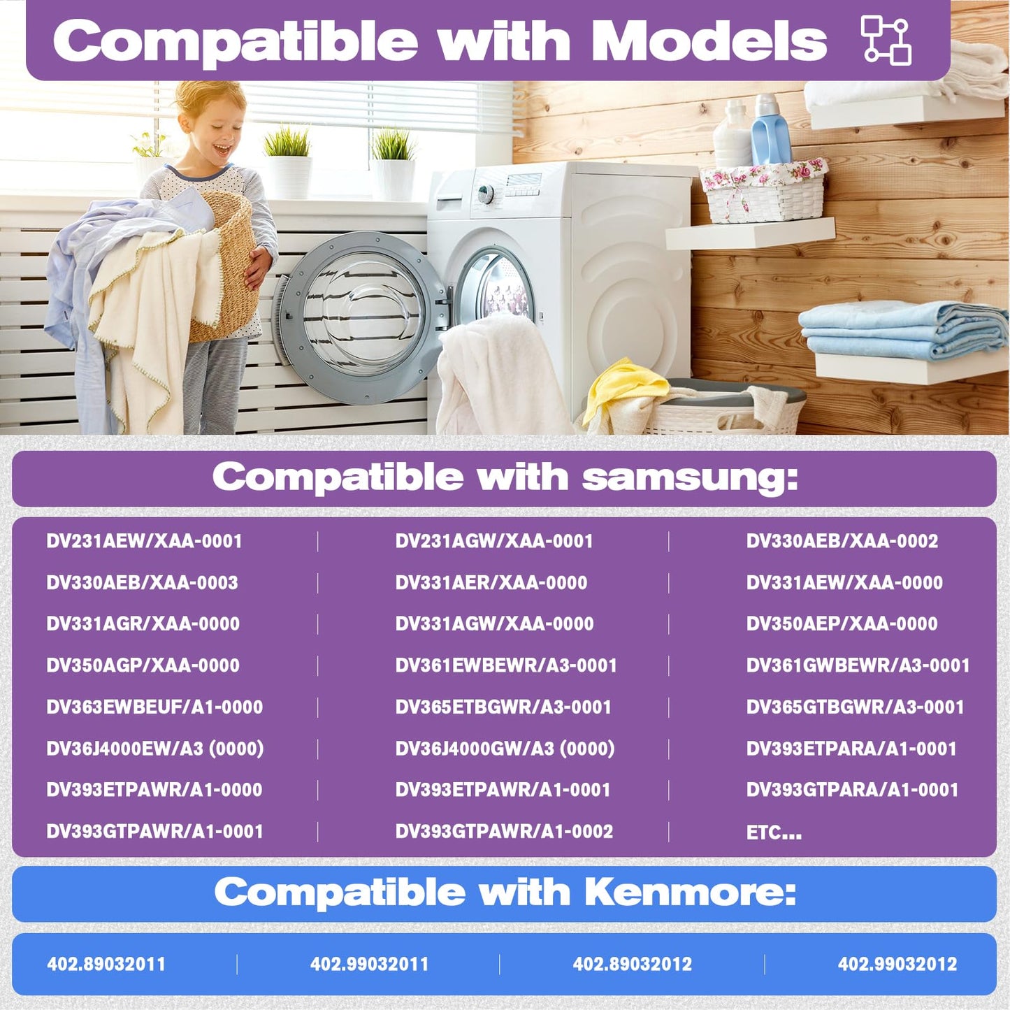 DC31-00055G Dryer Drive Motor Replacement Compatible with Samsung Kenmore Dryers DV210AEW DV48J7770EW, Replaces DC31-00055H AP5331095 PS4204647