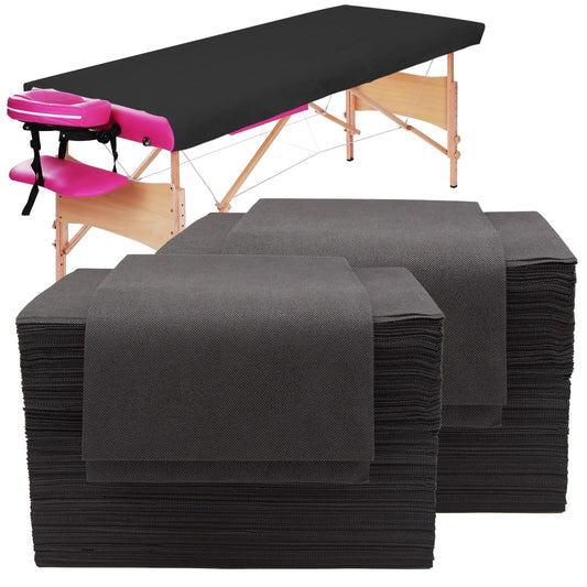 100PCS Large Disposable Massage Table Sheets, 31" X 79" Black Breathable Disposable Bed Sheets for Massage Beauty Salon, SPA Bed Sheets Lash Wax Tattoo Bed Covers, Soft Non Woven Fabric
