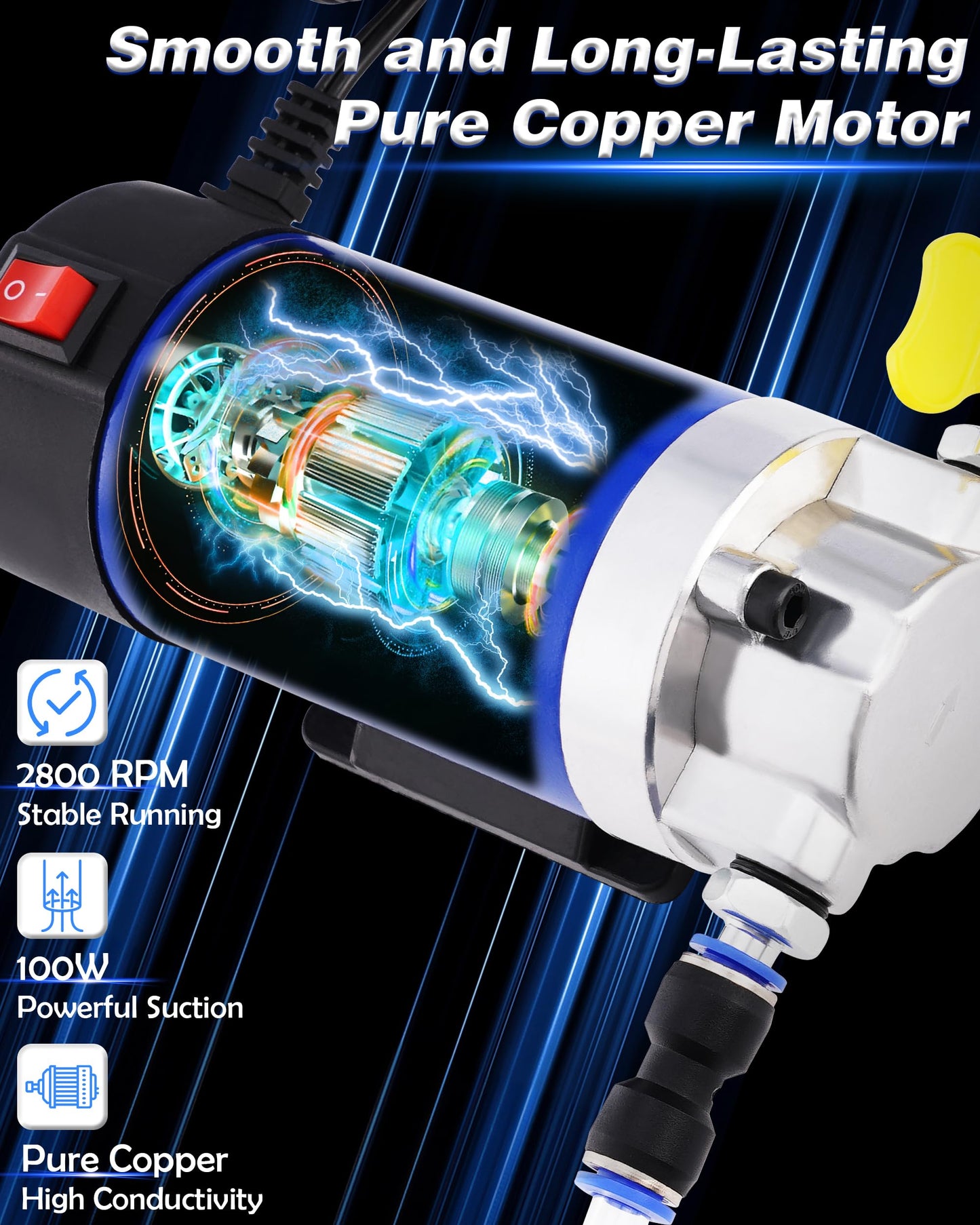 Oil Pump 12V 100W, Oil Extractor Pump for Engine Oil Change, Electric Fluid Transfer Pump for Motor Oil, Gear Oil, Transmission Fluid Removal, Self-Priming Oil Transfer Pump for Car, Mower, Marine