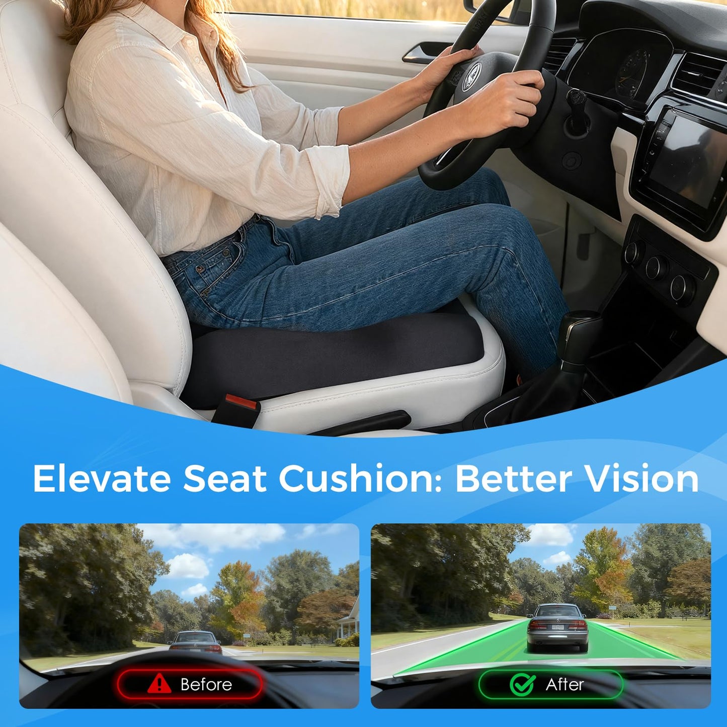 Memory Foam Seat Cushion – Tailbone & Lower Back, Coccyx Support, Office Chair & Car Seat Cushion, Travel & Wheelchair Pad, Breathable, Non-Slip Pressure Ease & Posture Support