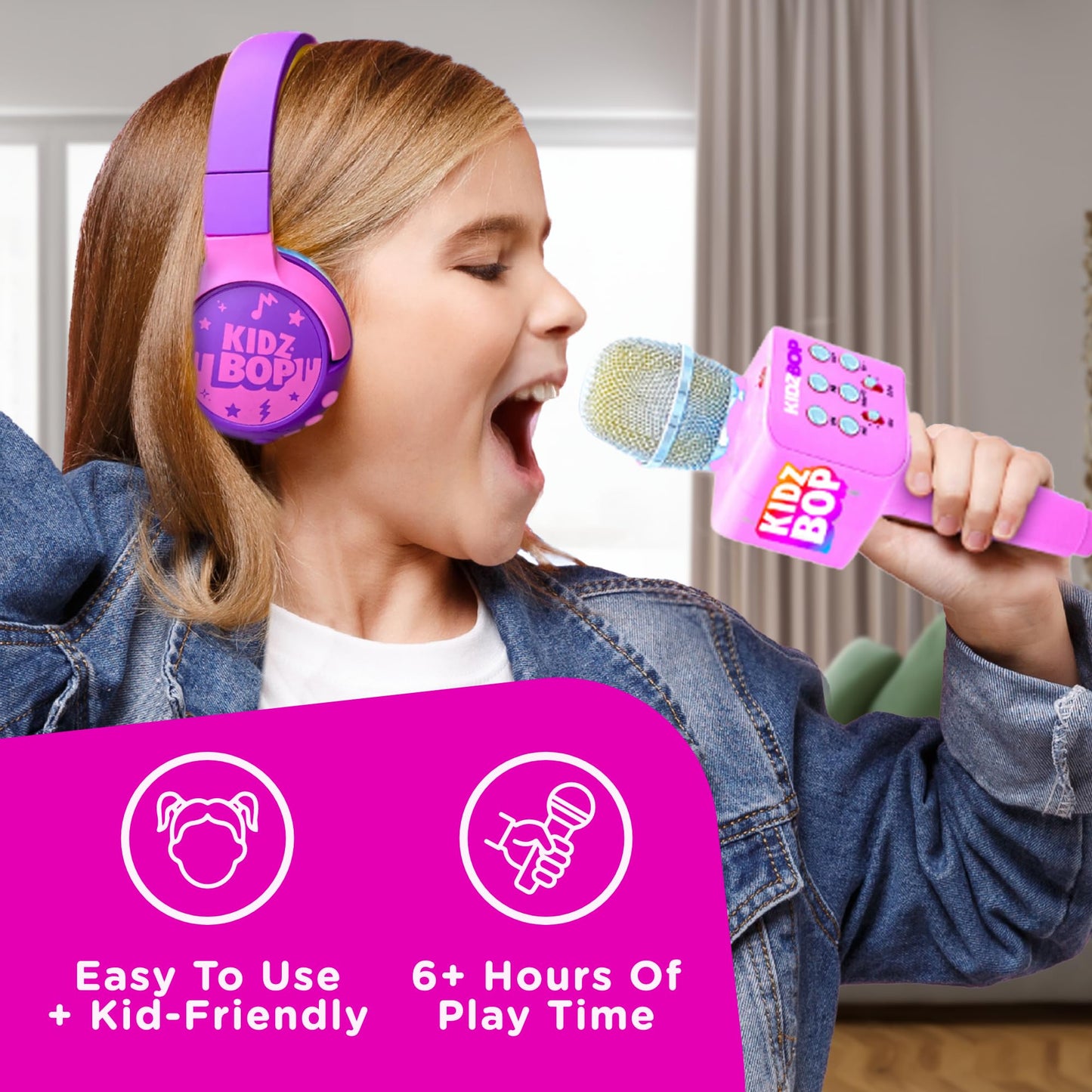 Move2Play, Kidz Bop Karaoke Microphone | The Hit Music Brand for Kids | Toy for Girls & Boys Ages 2, 3, 4, 5, 6, 7, 8+ Years Old | Gift & Birthday Present