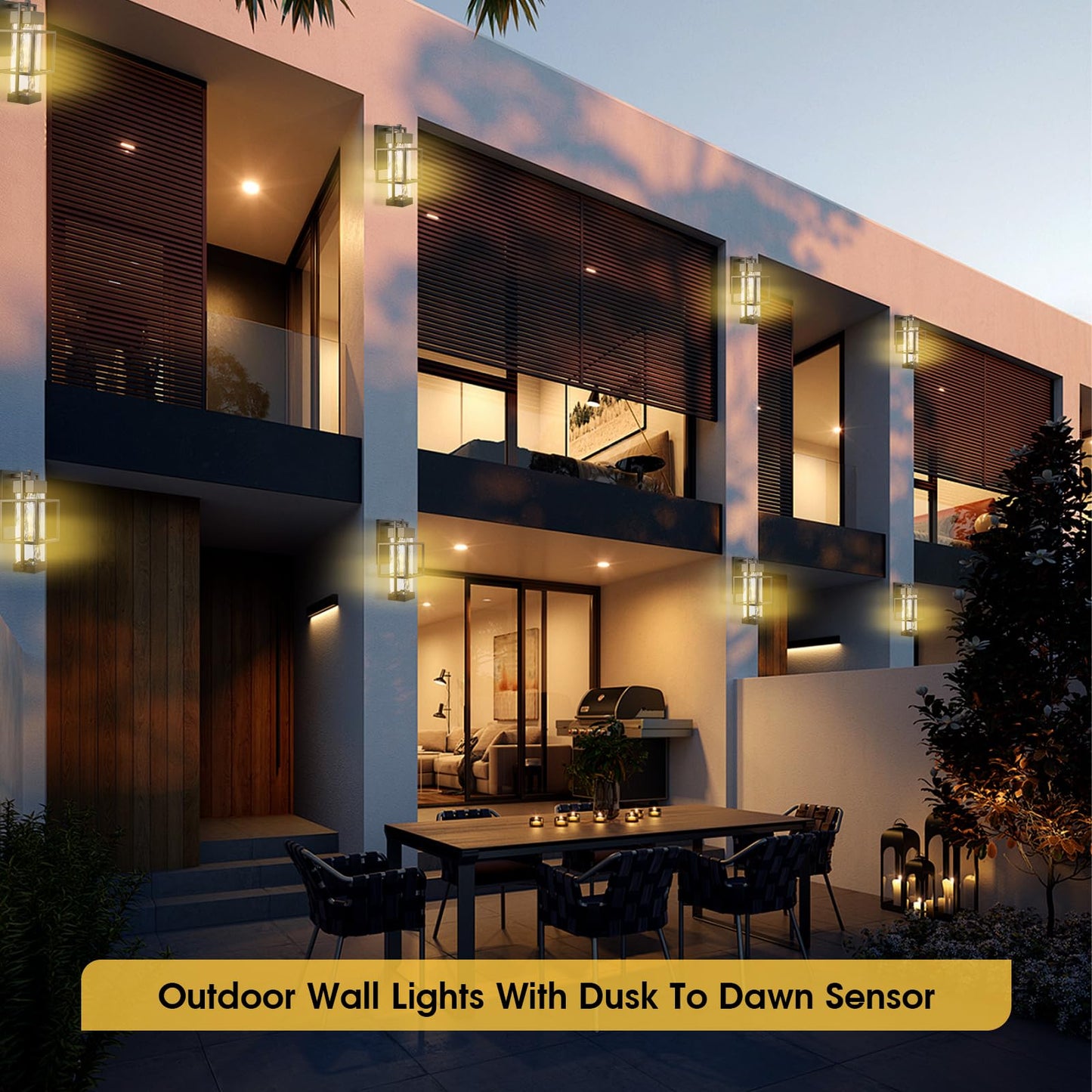 Dusk to Dawn Outdoor Wall Light, Waterproof Exterior Wall Sconce for Porch, Garage & Garden - Bulb Included (Metal Cage Design)