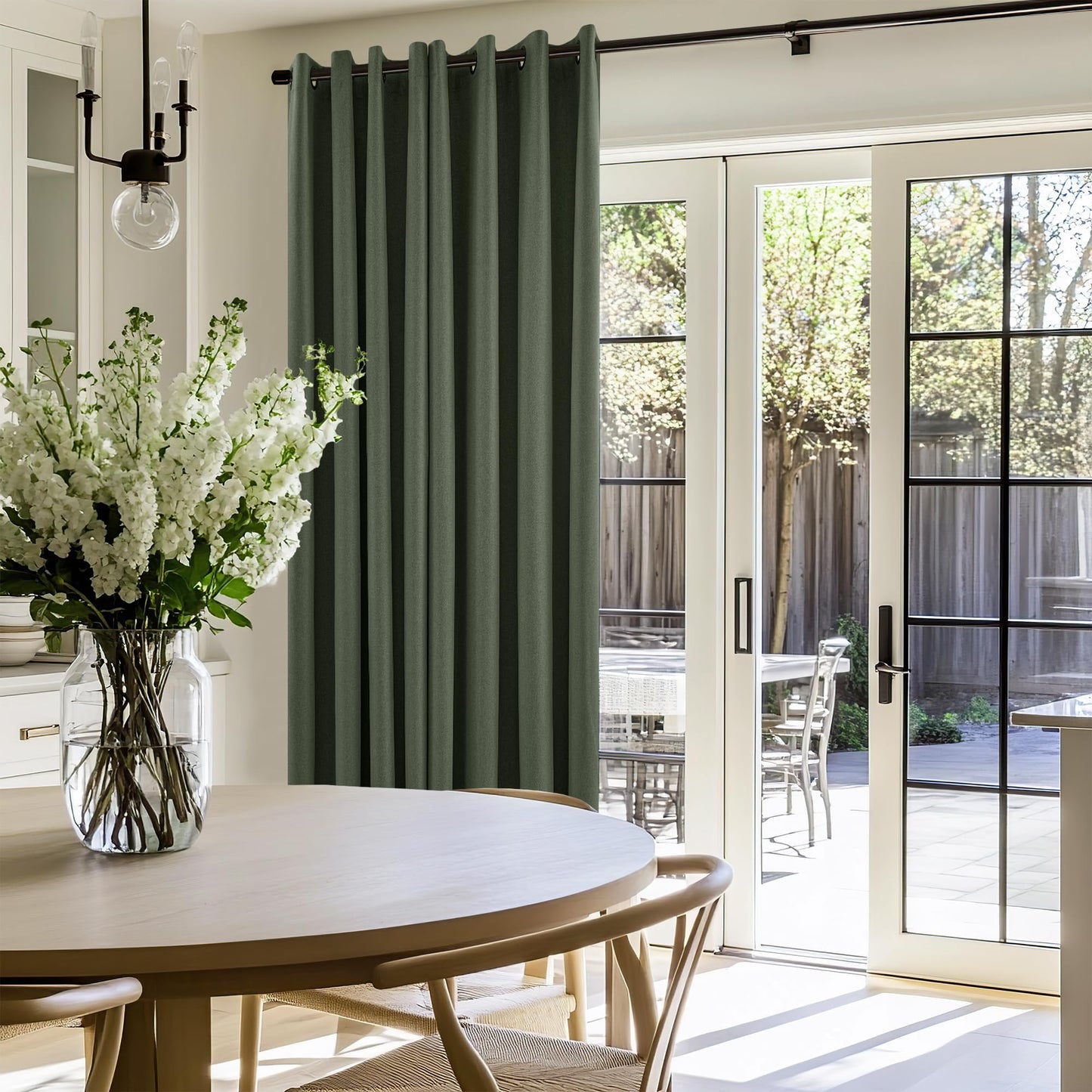 Olive Green Blackout Curtains Linen Textured for Bedroom Black Out Linen Curtains 84 Inches Long Full Light Blocking Thermal Insulated Drapes Panels Energy Saving with White Liner 52x84 Inch 2 Panels