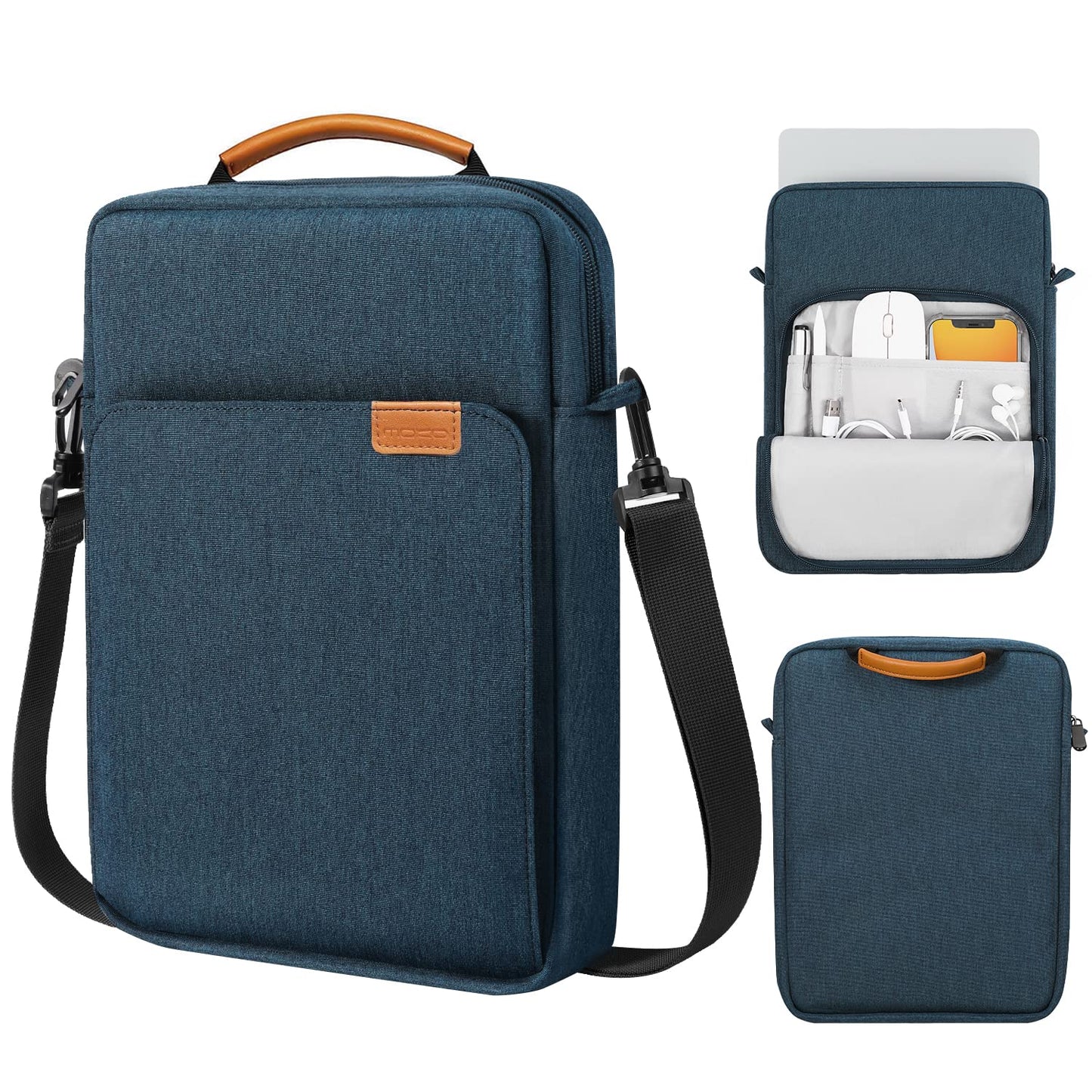 MoKo 13.3-14 Inch Laptop Sleeve Bag Fits MacBook Pro M3/M2 14" 2023, MacBook Pro 13" M2, New MacBook Air 13.6" M3/M2 2024/2022,Tab S8 Ultra 14.6",Handle Carrying Case with Shoulder Strap, Indigo