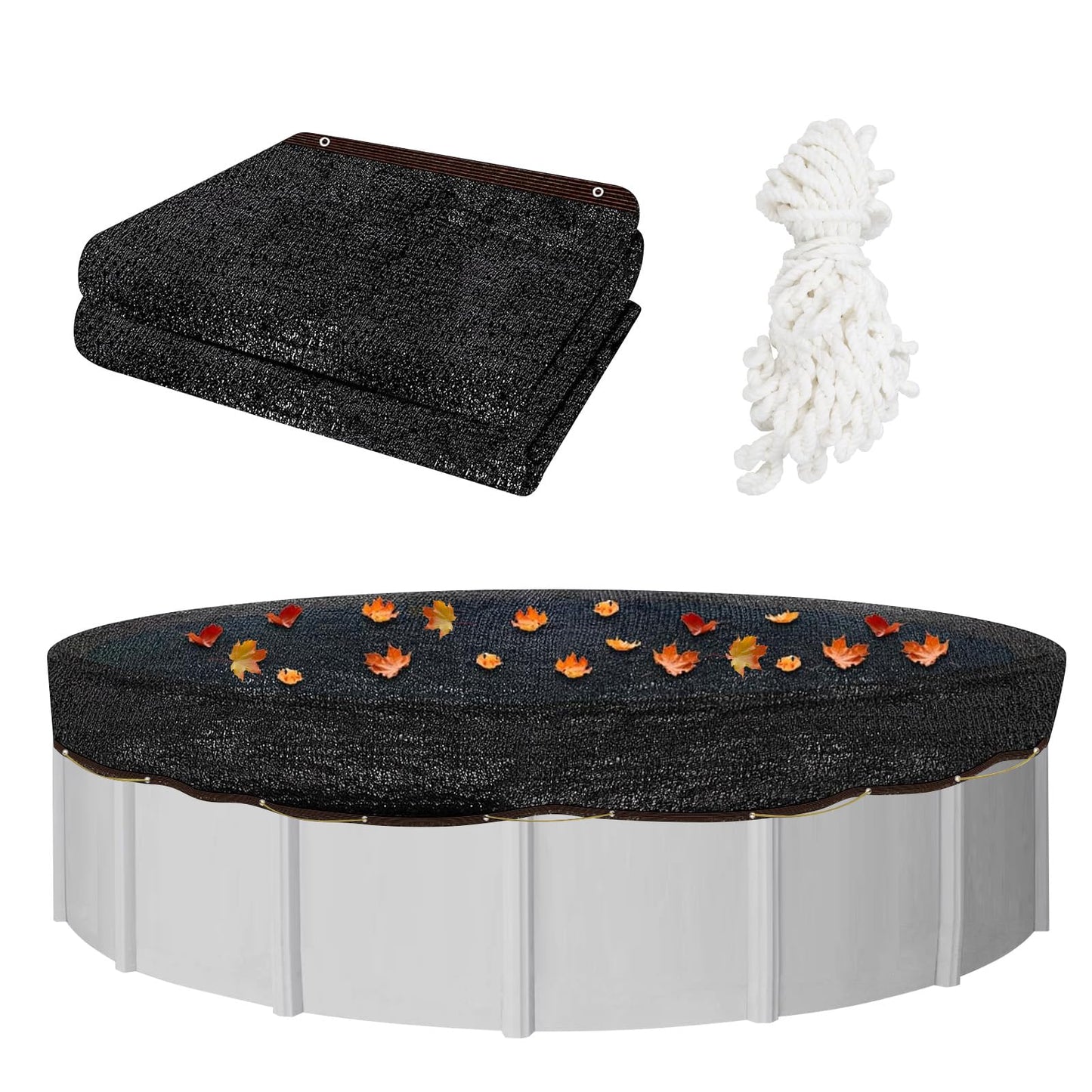 Pool Leaf Net Cover, Fine Mesh Leaf Netting Inground and Above Ground Pools, Pool Screen Cover Pond Net to Keep Leaves Out (for 24ft Round Pool)