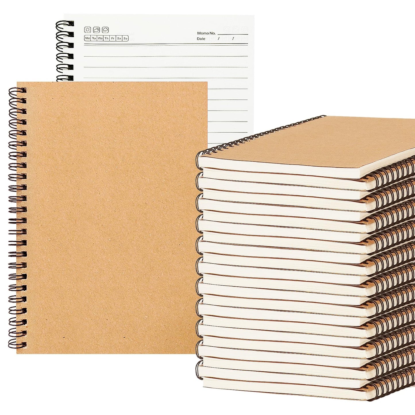 24 Pack Spiral Notebook, A5 College Ruled Journals 8.3" x 5.5", 120 Pages 60 Sheets Lined Writing Pads, Spiral Bound Coil Notebooks for School, Office, Work, Study, Note Taking