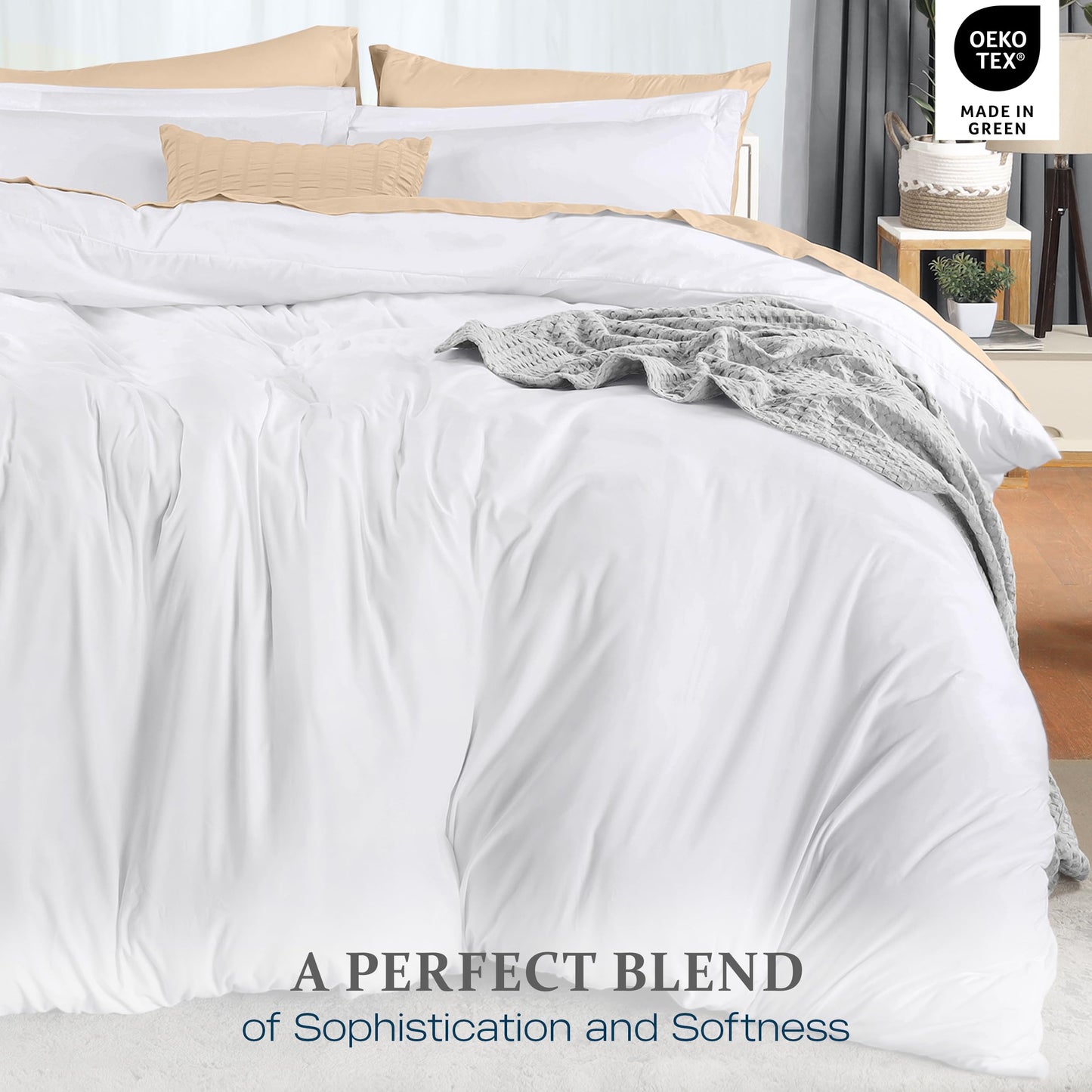Utopia Bedding Duvet Cover Queen Size Set with Pillow Shams - Comforter Cover with Zipper Closure, 90X90 Inches & Pillow Shams 20X26 Inches (White) Comforter Not Included