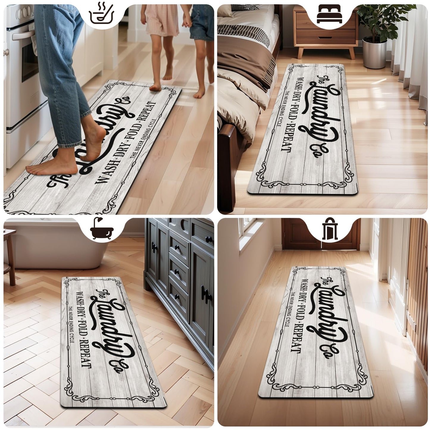 Pauwer Laundry Room Rug Runner 20"x60" Waterproof Laundry Mat Non Slip Kitchen Mats for Floor Farmhouse Washable Floor Mat Runner Rug for Mudroom Washroom Bathroom Decor