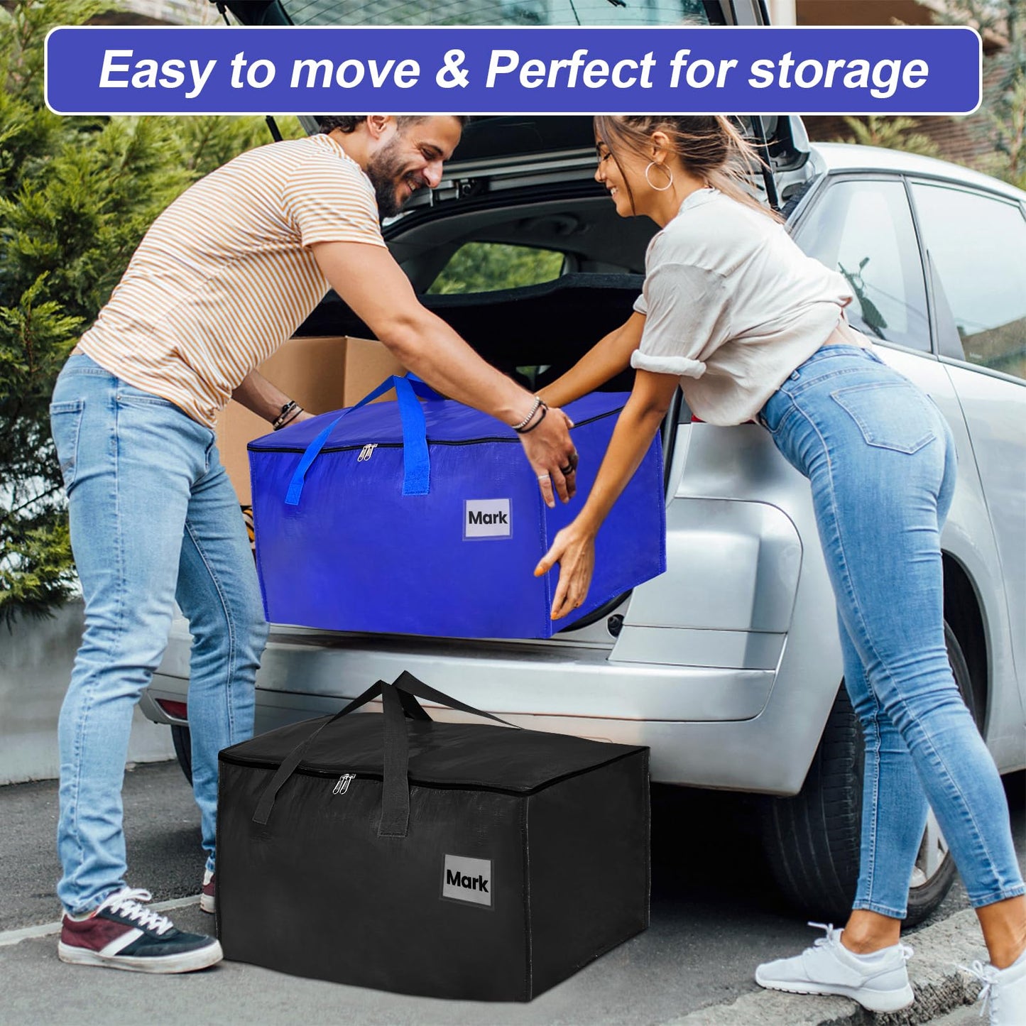 ZFWDSY Moving Bags Totes,8 Pack 93 Liters Clothes Storage Bins Large Moving Boxes with Handles for College Dorm or Christmas Decorations