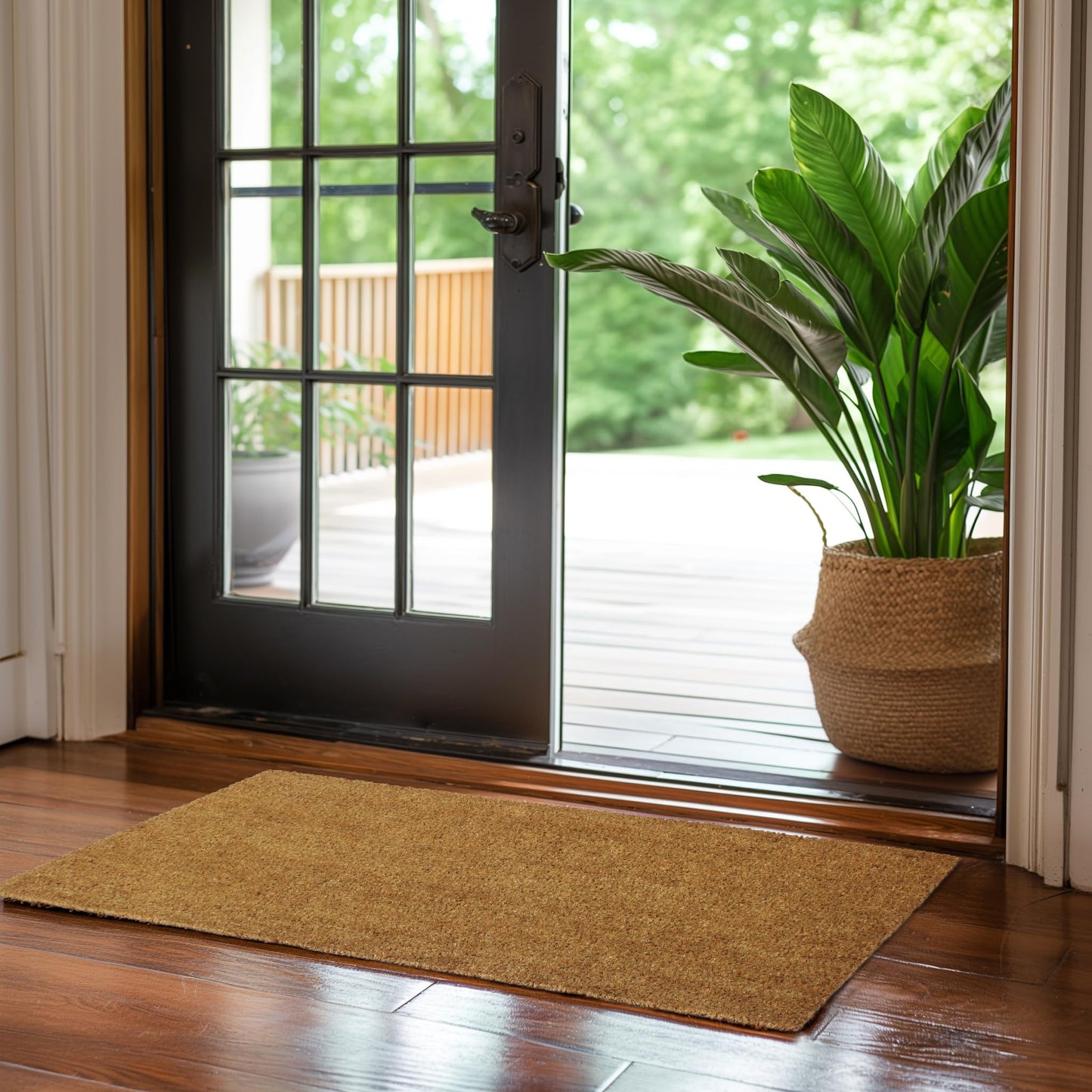 IRONGATE Coco Coir Doormat - Non Slip Heavy Duty Backing Door Mat - Dirt Trapping Welcome Mat - Easy Clean Durable Wide Entryway Sliding French Door High Traffic Indoor Outdoor Doormat -17x39- Natural