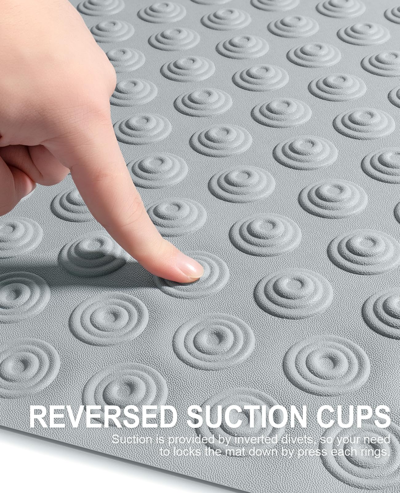 OTHWAY No Suction Cup Bath Mat: 39x16inch Extra Long Bathmat│Perfect for Refinished Bathtub Mat│Made of Nature Rubber│a Blessing for The Elderly and Children (Grey)
