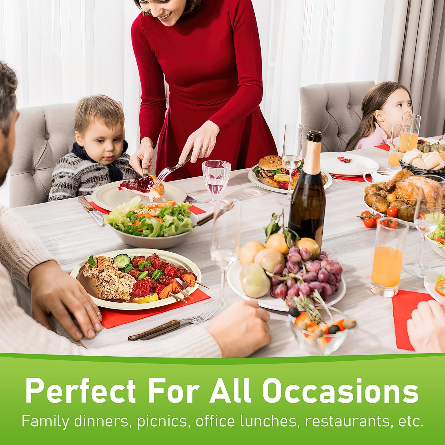 120 Pcs 12 Inch Super Strong Disposable Paper Plates 100% Compostable Oval Paper Plates Natural Biodegradable Eco-Friendly Plant Fiber Plates for Party, Gathering, Picnic and BBQ
