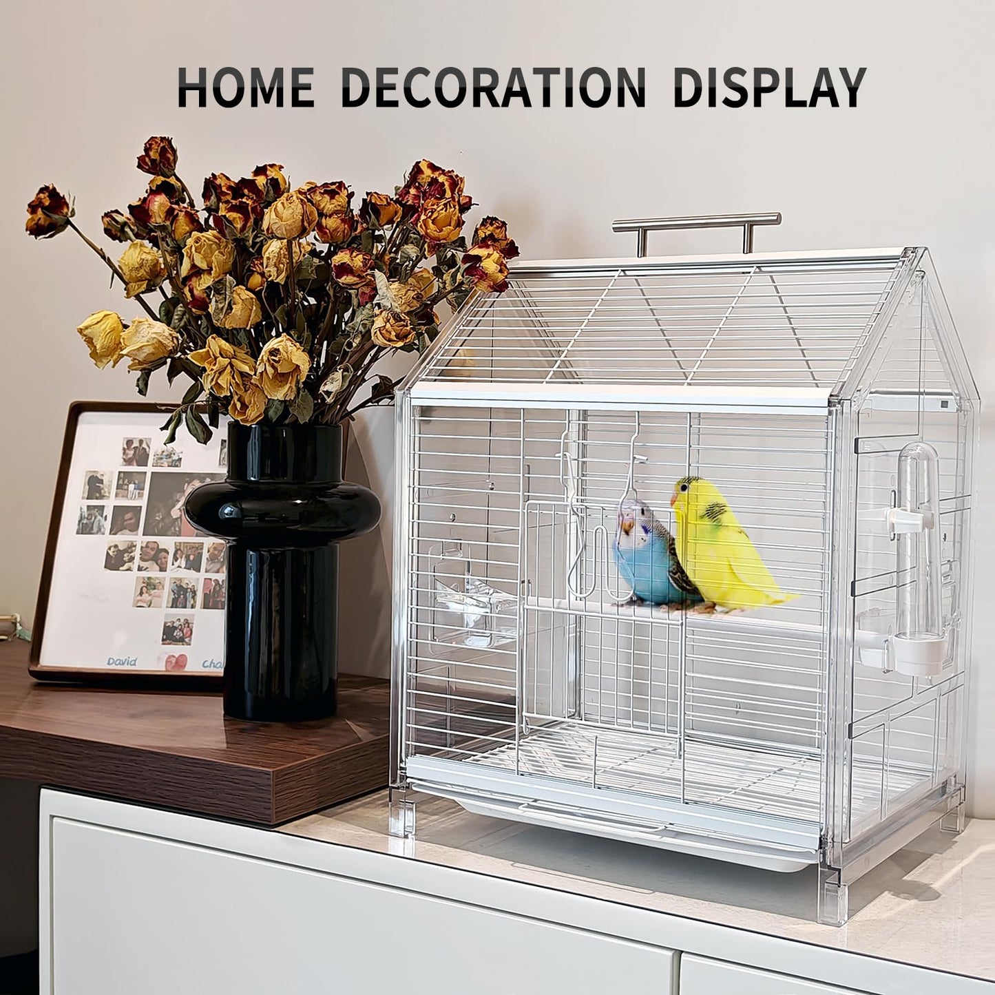 Small Bird Cage20.5 inch, Parrot Cage, Portable Bird Carrier, Travel Carrier Cage for Home, Outing, Pet Clinic, Temporary Placement, for Small Medium Birds(White)