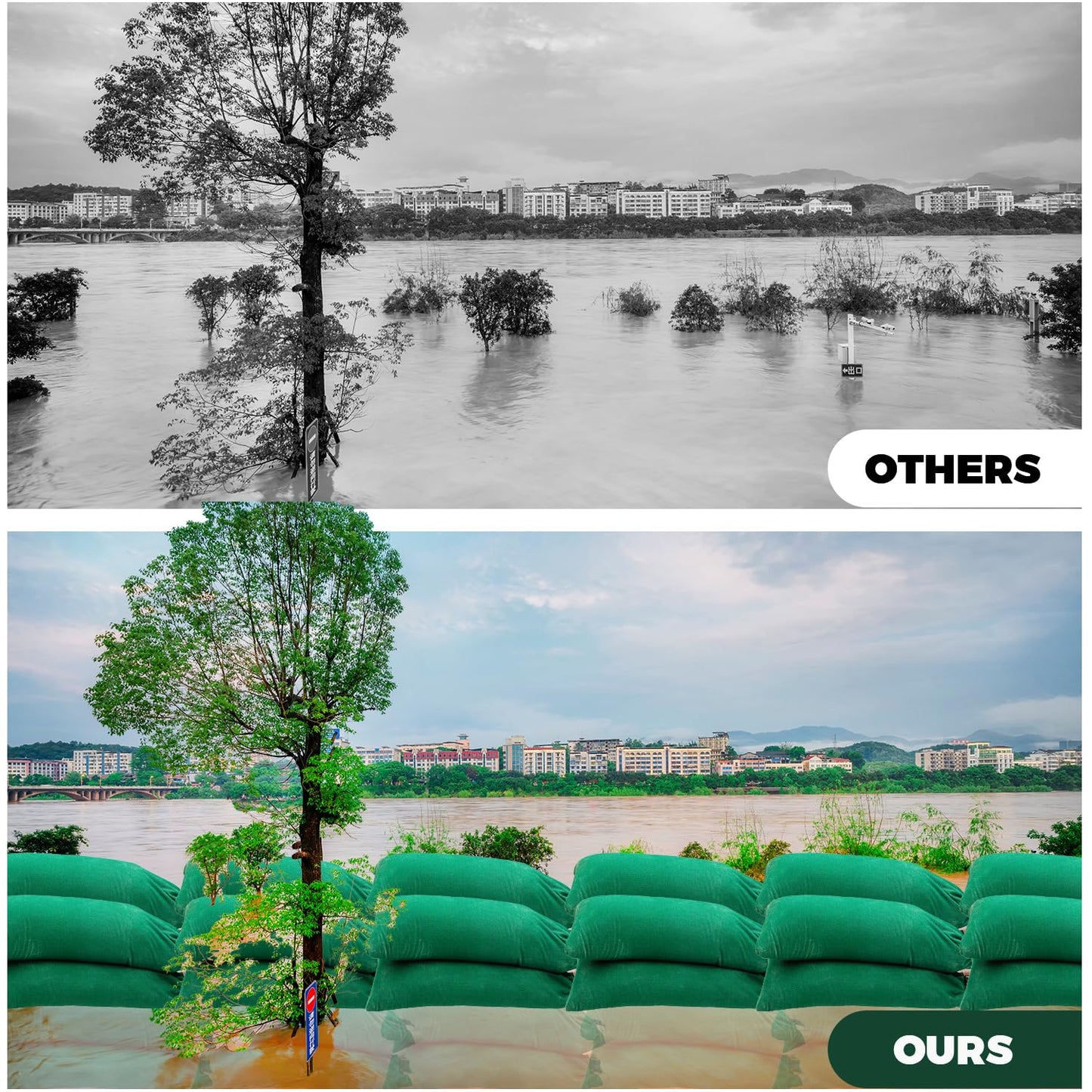 6 Pack Flood Water Barrier Sand Bags,Thickened Long Canvas Flood Protection Sandbags,Winter Bags for Swimming Pool Covers,Reusable Quick Flood Barrier for Home Flood Control