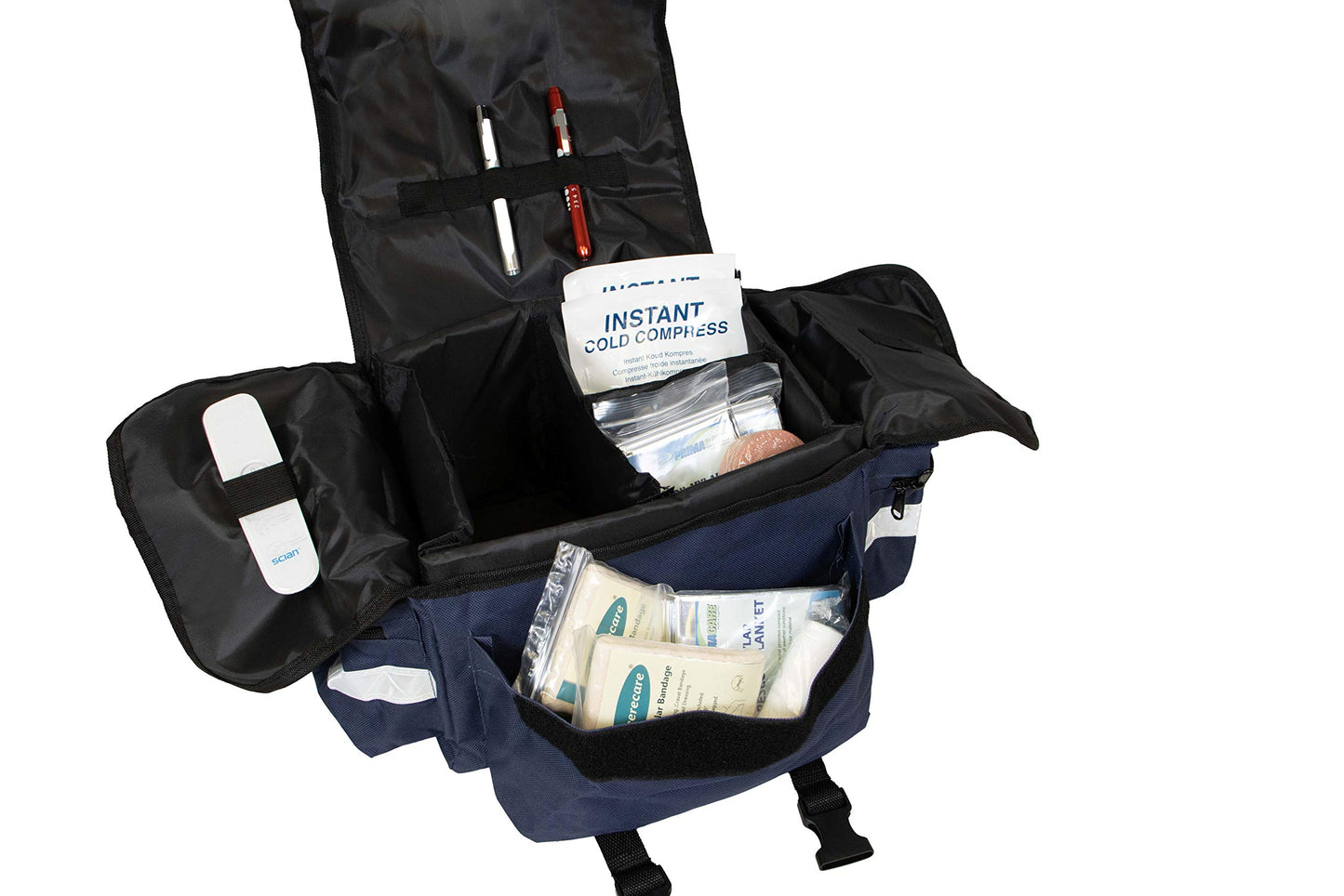 Primacare KB-RO74-B First Responder Bag for Trauma, 17 inch x9 inch x7 inch Professional Multiple Compartment Kit Carrier for Emergency Medical Supplies, Blue