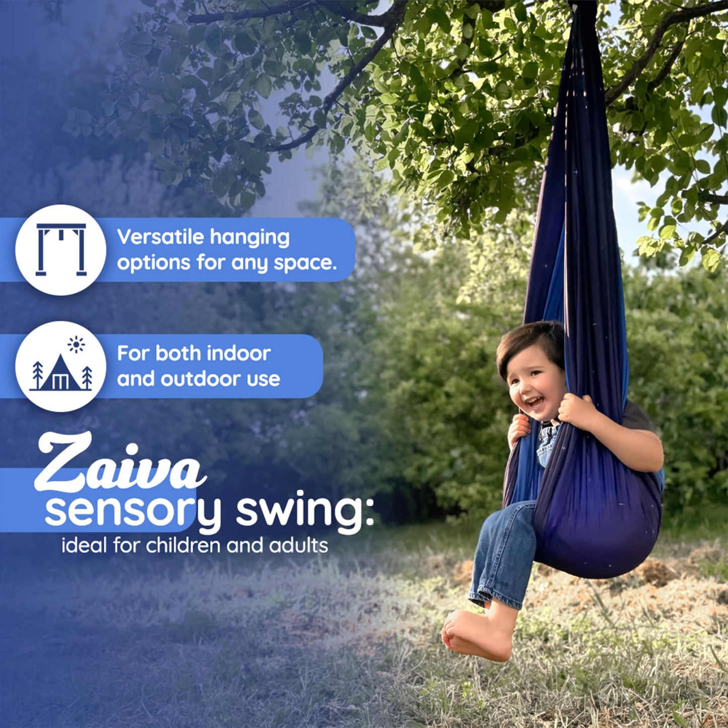 Sensory Swing for Kids Indoor Outdoor - (Hardware Included) 360° Rotating Dual Layer Therapy Hug Swing Calming Yoga Swing for Children with Autism, ADHD, Sensory Processing Disorder and Autism