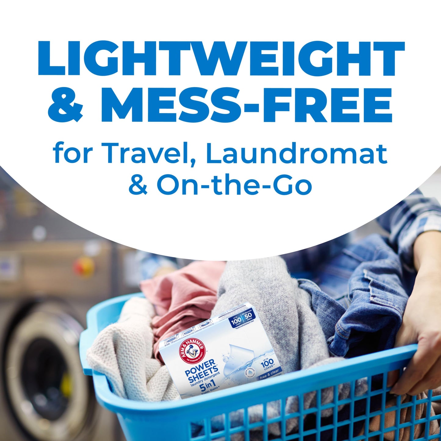 Arm & Hammer Power Sheets Laundry Detergent, Fragrance Free 50ct, 50 loads