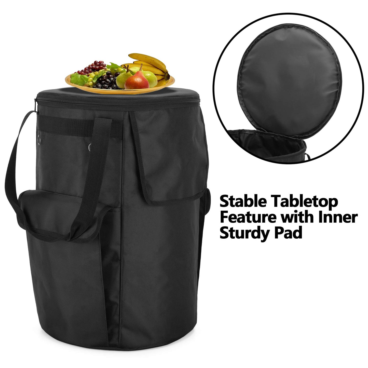 SAMDEW Propane Tank Cover, 20 lb Propane Tank Gas Bag with Side Flip Flap and Stable Tabletop Feature, 2 Storage Pockets, Ventilated with 4 Holes, Water & Wear Resistant, Black, Bag Only