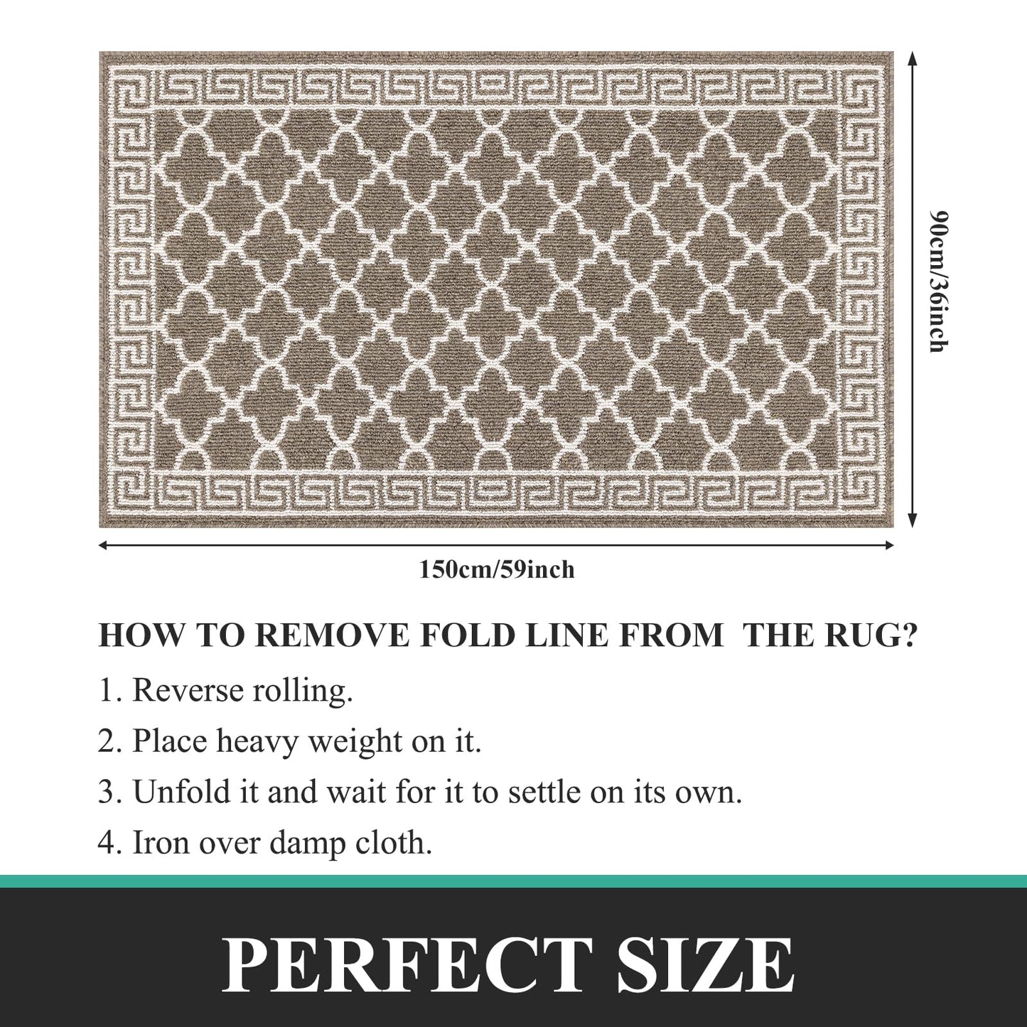 Pauwer Indoor Doormat for Entryway 36"x59" Non-Slip Absorbent Resist Dirt Entrance Mat, Washable Front Door Mat Welcome Mat Low-Profile Inside Floor Mat for Entry Kitchen Laundry Room, Brown