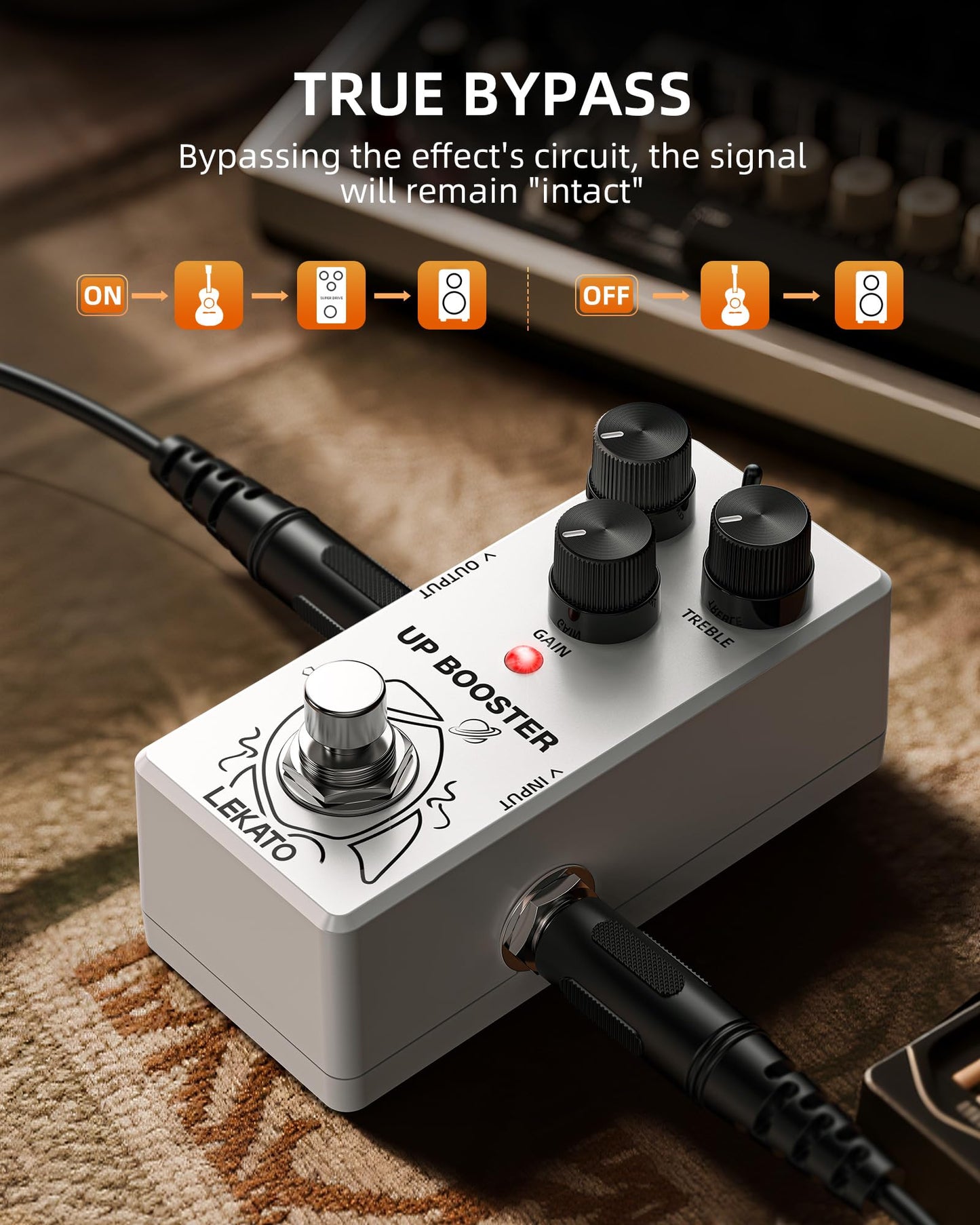 LEKATO Boost Guitar Pedal, 2-Mode Clean and TS Booster, Mini Boost Pedal for Electric Guitar, Truebypass, DC 9V