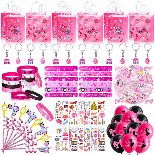 122PCS hot pink Themed Party Favors for girl, Birthday Decorations, Gifts Goodie Bags,School Classroom Rewards Carnival Prizes Christmas Thanksgiving Easter Birthday Gifts (hot pink)