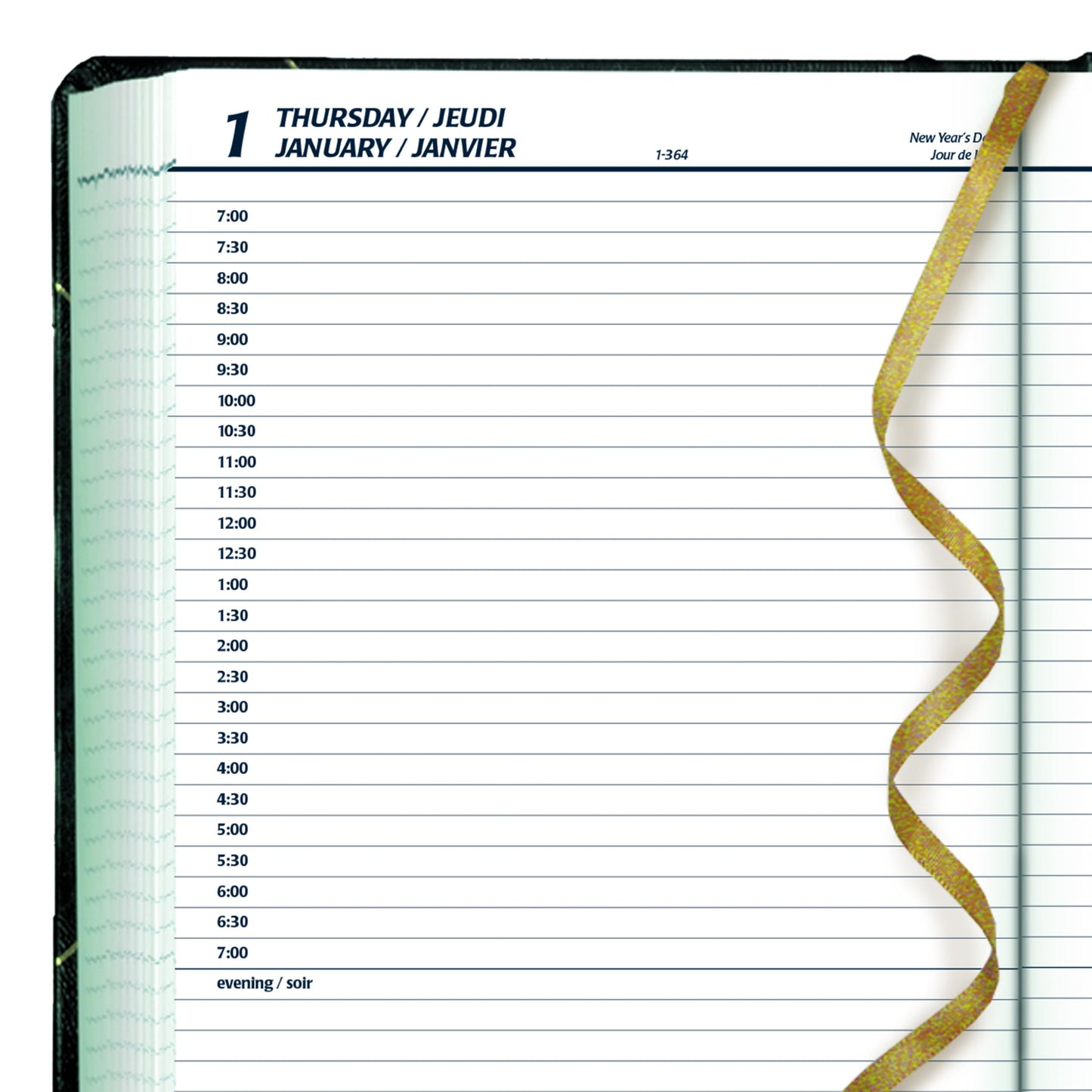 Blueline® 2026 Traditional Daily Planner, Appointment Book, 12 Months, January to December, Sewn Binding, 8.125" x 6.5625", Marble, Green, Bilingual (C517B-26)