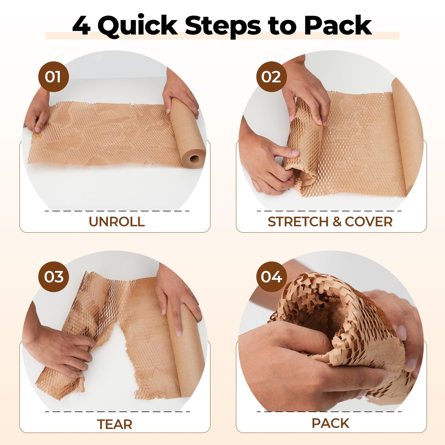 Tera Honeycomb Packing Paper Eco-friendly: 15"x200' Recyclable Cushioning Wrap for packaging Moving Supplies Shipping Boxes Gift Wrapping Paper Alternative to Bubble Wrap with 20 Fragile Sticker
