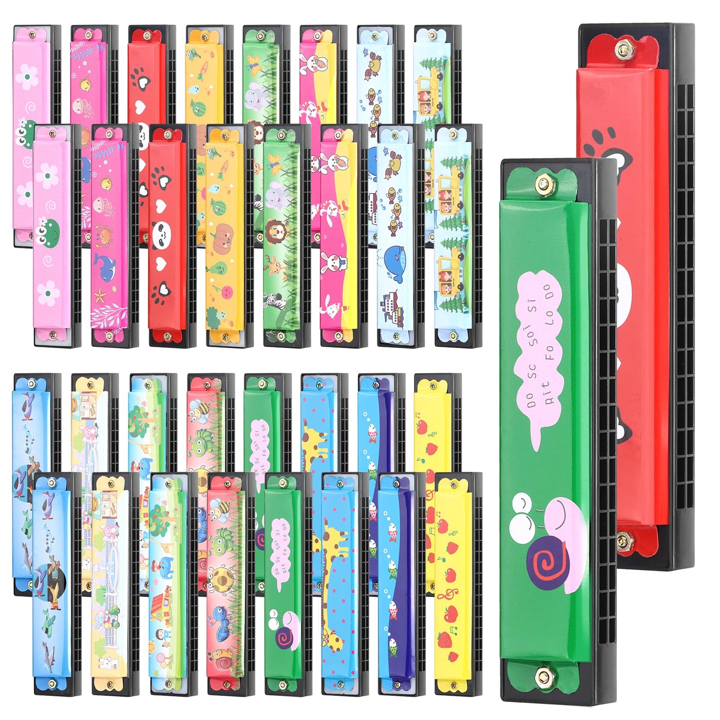 32 Pcs Harmonica, 16 Holes Cartoon Harmonica Toy with Double Row - Perfect for Adult Beginners' Musical Instrument Toy Gift, Birthday Parties, Christmas Harmonicas