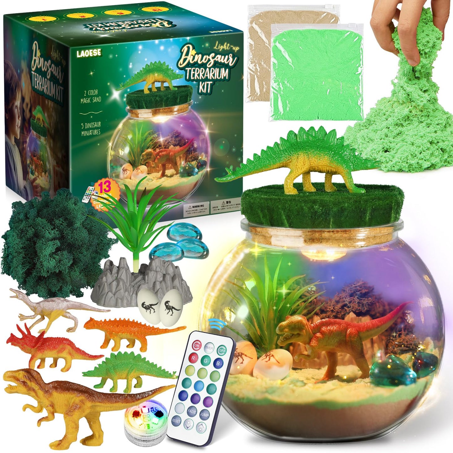 Dinosaur Gifts for Boys - Terrarium Kit for Kids - Birthday Gift for Boy Ages 4 5 6 7 8-12, DIY Dinosaur Toys, Arts and Crafts Kit for Kids - Gifts for Boys
