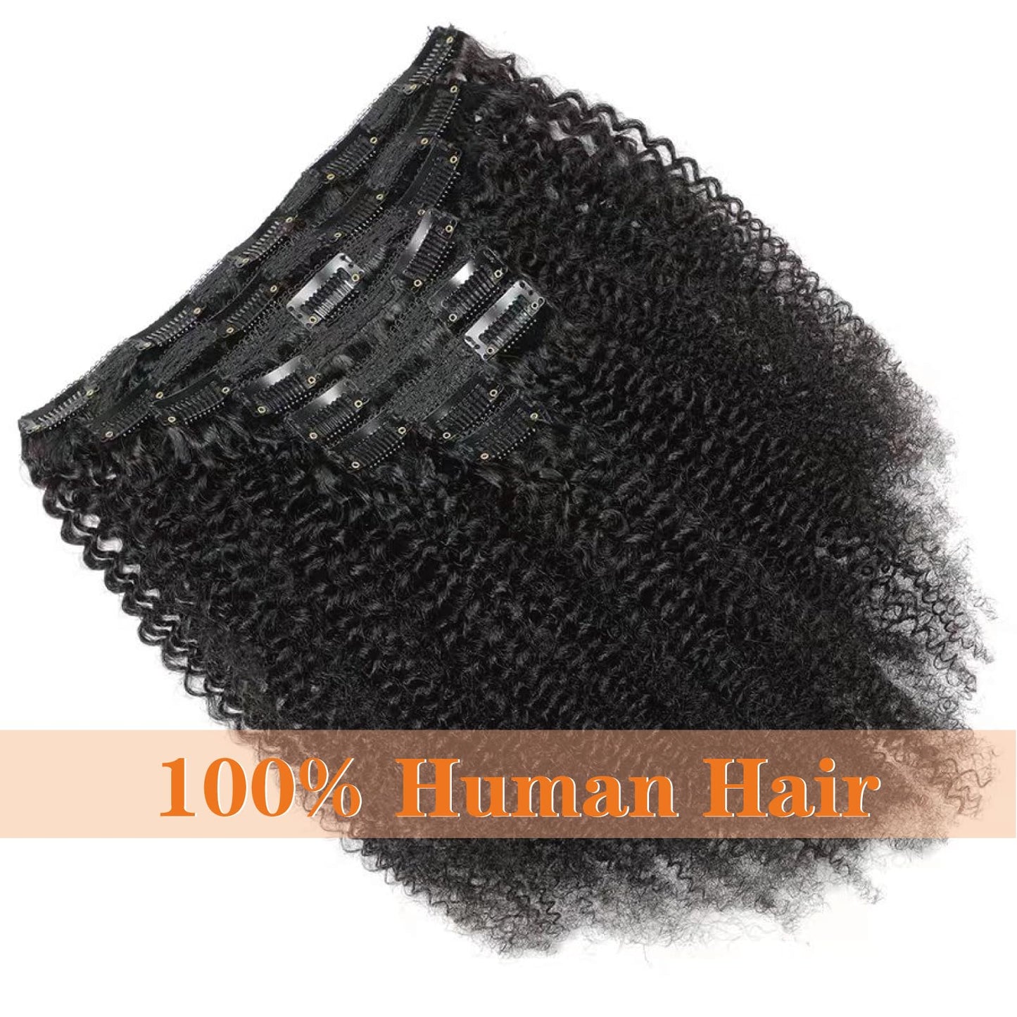 Yacurcur Afro Kinky Curly Clip ins 4C Clip ins Human Hair 8pcs 120g/set 10A Brazilian Virgin Hair Curly Clip in Hair Extensions Natural Black 12 Inch