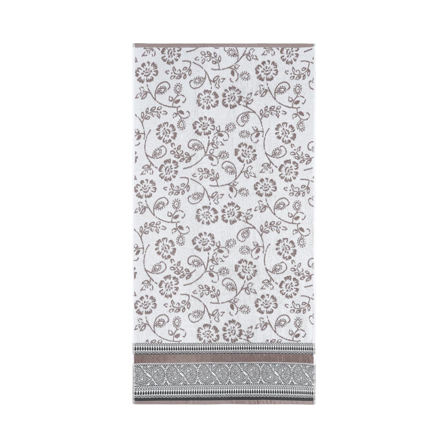 Modern Threads 6 Piece Set, 2 Bath Towels, 2 Hand Towels, 2 Washcloths Yarn Dyed Jacquard/Solid Towel Set Ophelia Fawn