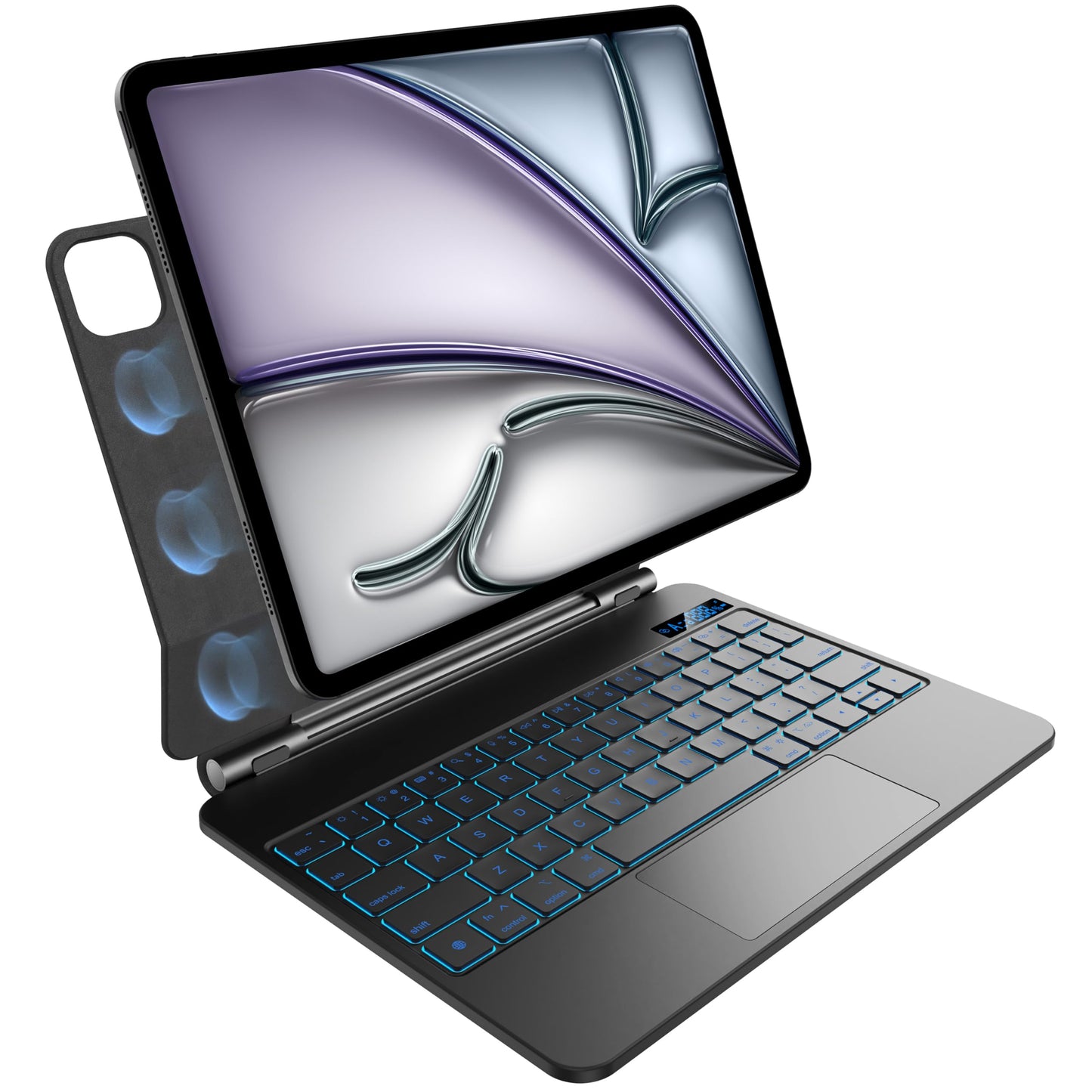 Keyboard Case for iPad Air 11 inch M2 2024,iPad Air 5th/4th Gen and iPad Pro 11 inch(4th,3rd,2nd,1st Gen),7 Colour Backlit, Multi-Touch Trackpad, Floating Magnetic Design, Obsidian Black