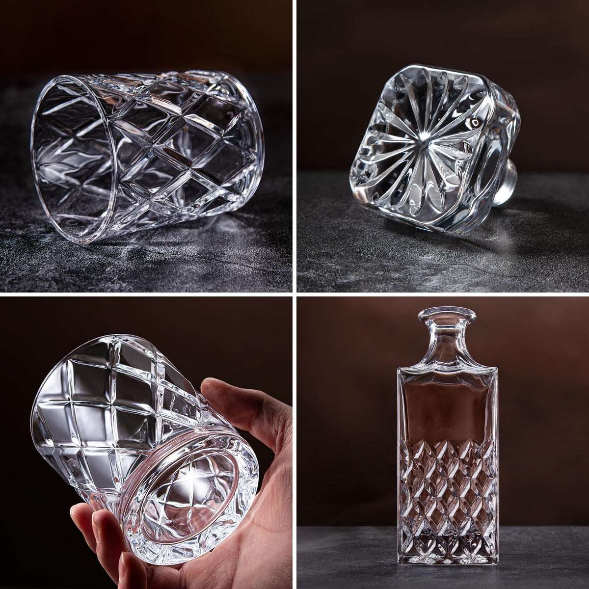 Lighten Life Whiskey Decanter Set for Men, Italian Crystal Glass Decanter with 4 Whisky Glasses in Gift Box, Unique Gifts for Him Dad Husband Brother, Mens Birthday Gift, Cool Bourbon Scotch Liquor