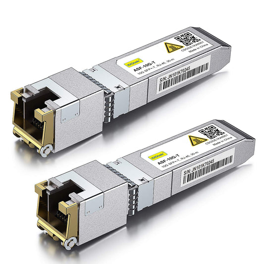 10GTEK 1.25/2.5/5/10G-T SFP+ to RJ45 Copper Module - 10GBase-T Transceiver for Cisco SFP-10G-T-S Ubiquiti unifi UF-RJ45-10G D-Link Supermicro Broadcom Linksys up to 30m Pack of 2