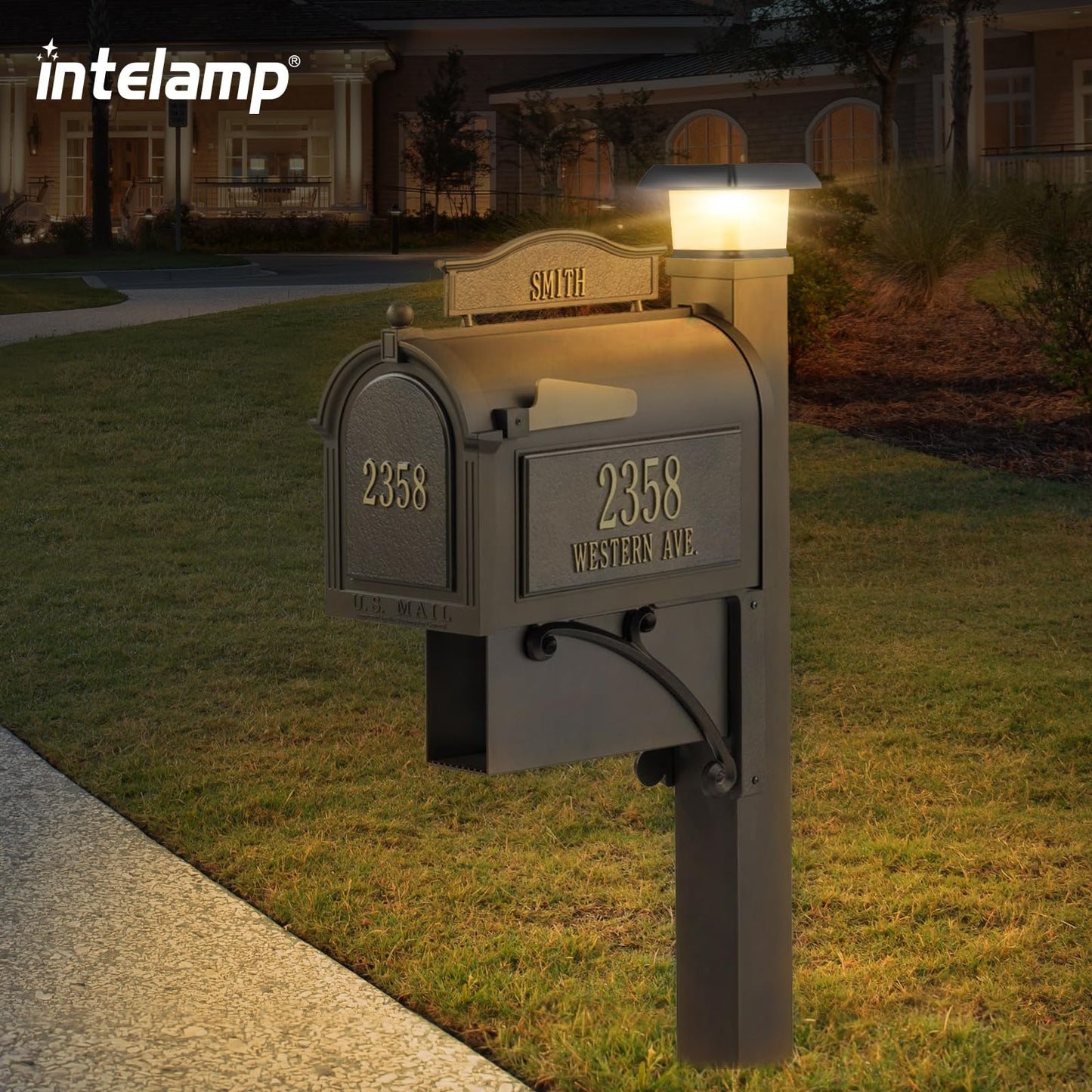 intelamp Solar Post Cap Lights, Outdoor Fence Post Lights Solar Powered Caps for Deck, Patio, Garden Decor, Warm White High Brightness LED Lighting,Lamp Fits for 4x4 5x5 6x6 Wooden Posts