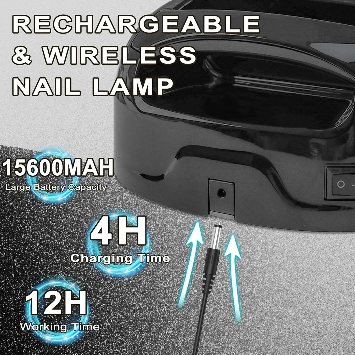 BOMOQING 96W Rechargeable UV Nail Lamp, Cordless UV Light for Nails with LCD Display Auto Sensor, 4 Timer Setting and Smart Sensor Portable Nail Dryer, Nail Curing Light with Removable Bottom (Black)