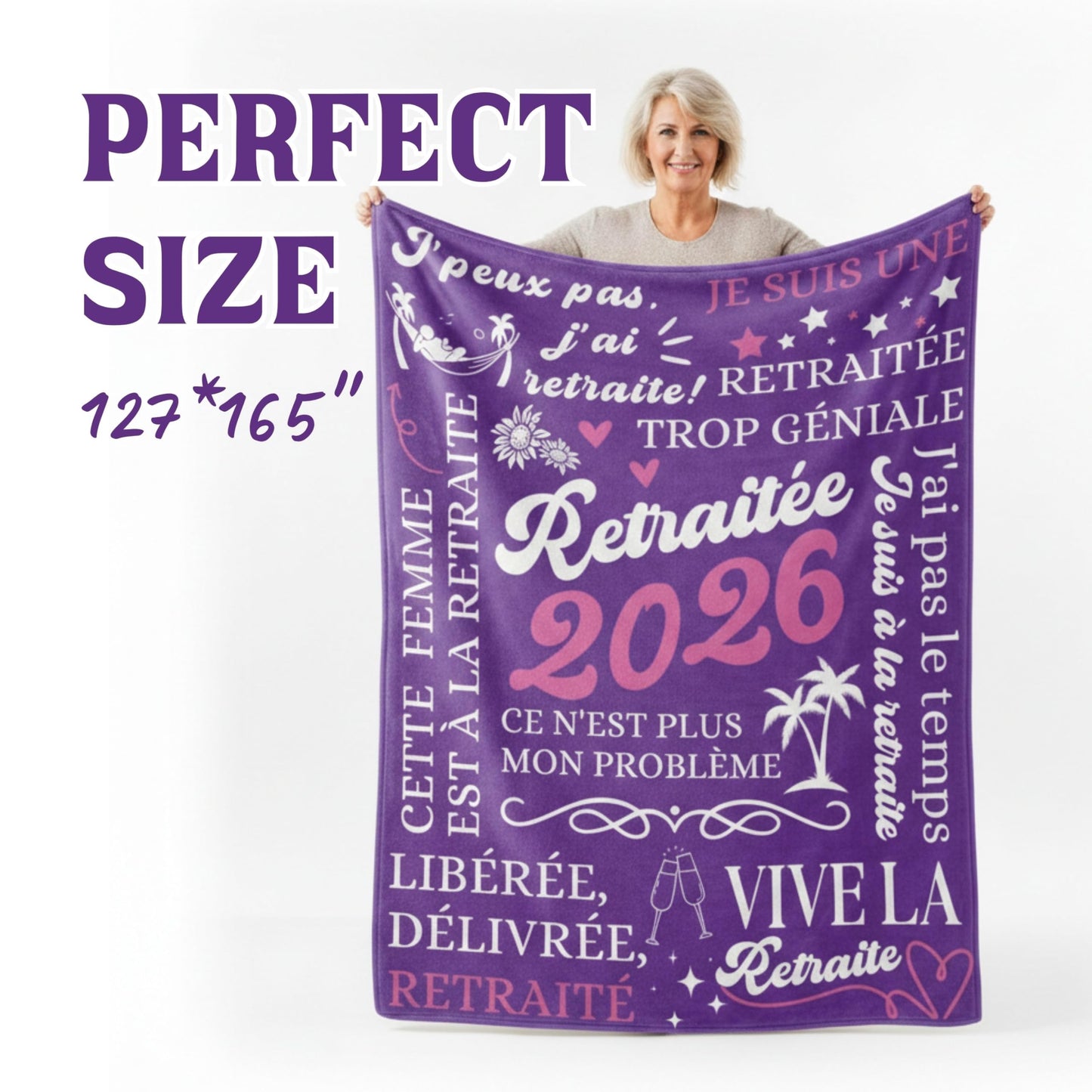 INNObeta Retirement Gifts for Women in French 2026, Unique Design Throw Blanket 127 * 165 cm