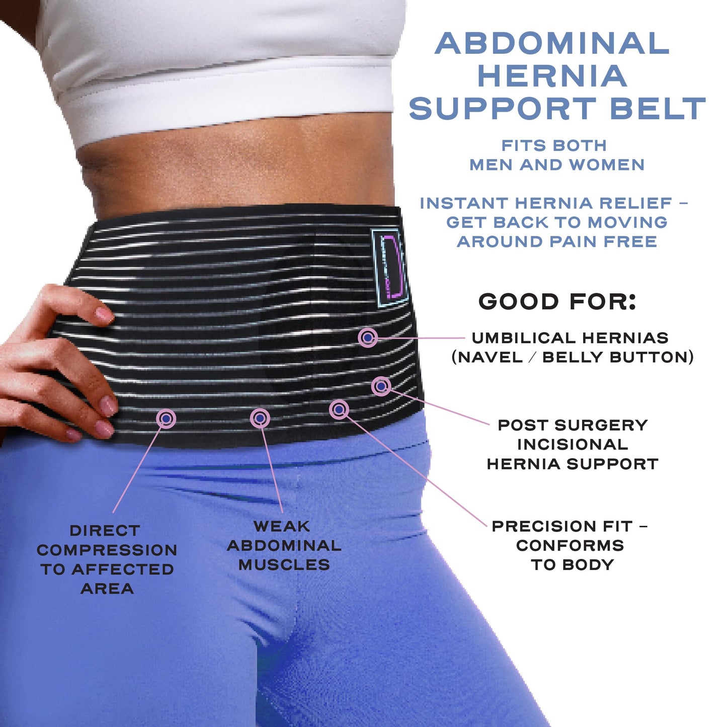 Abdomencare Plus Size Umbilical Hernia Belt For Men and Women | Hernia Belts For Men Abdominal With 2 Unique Compression Pads | Plus Size Hernia Belt For Women Abdominal | Adjustable Support | L/XL