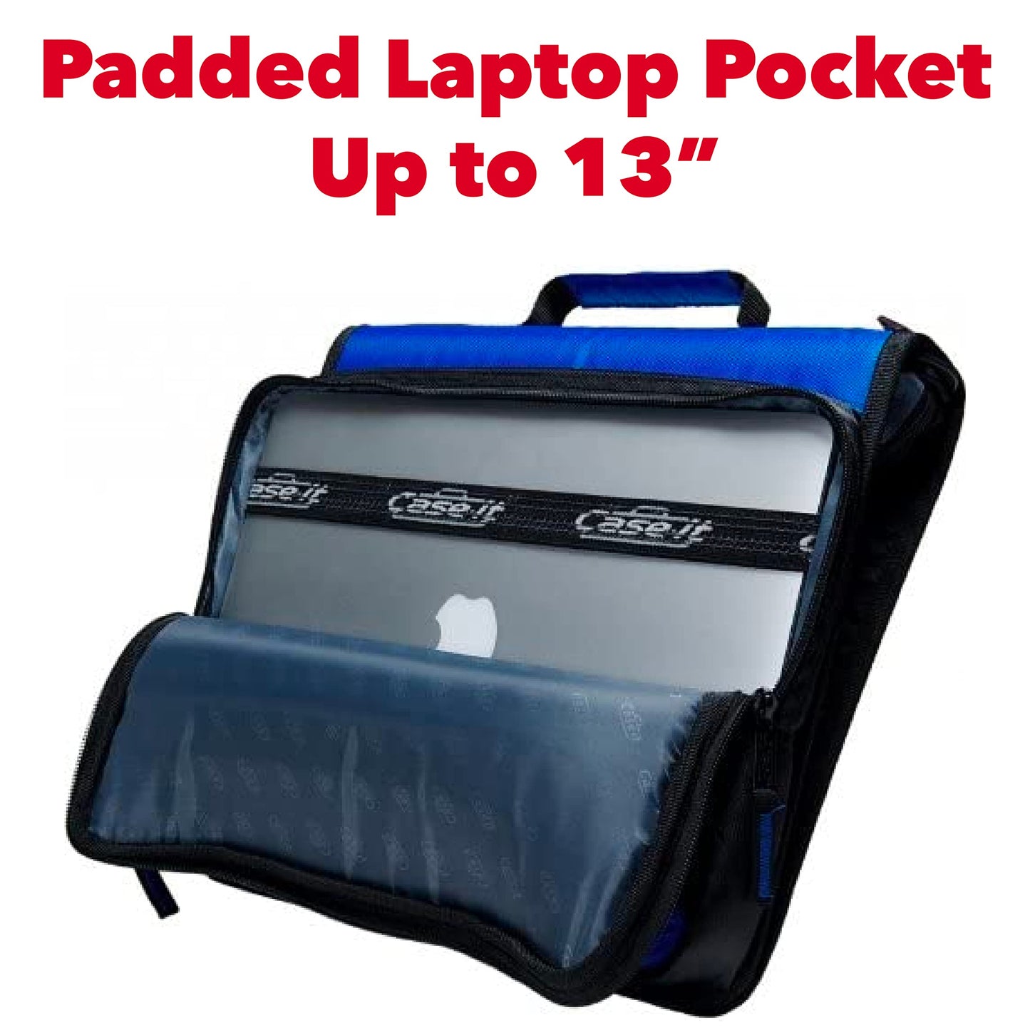 Case-it Universal Zipper Binder | 2-Inch O-Rings, 13-Inch Laptop/Tablet Padded Pocket, 400 Sheet Capacity, Multiple Storage Pockets & Shoulder Strap | School & Office Organizer | LT-007 Mint Blue