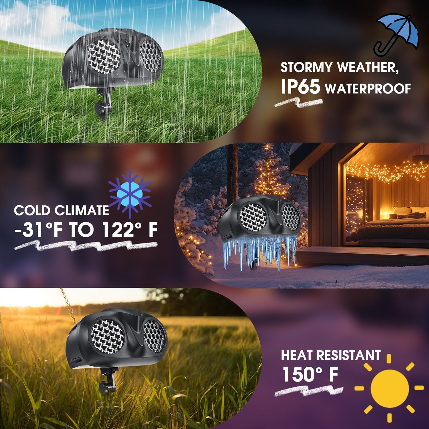 Christmas Snowflake Projector Lights Outdoor, Upgraded Owl Shape Snowfall Lights Projector with Remote, IP65 Waterproof Landscape Light for Xmas Holiday Wedding Indoor Garden Patio Party (Black)