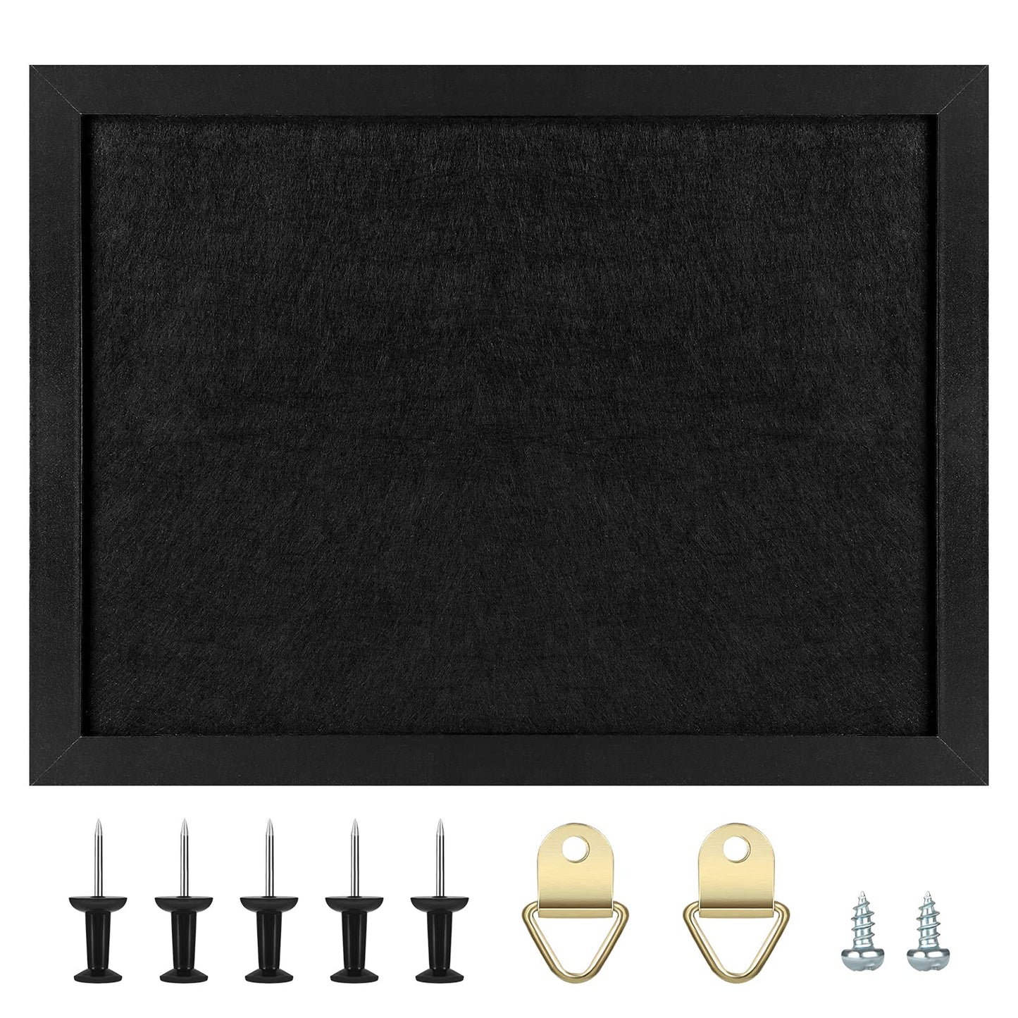 TORASO Cork Board Bulletin Board, Cork Boards for Walls with Pins, Eye Bolts, gaskets, Screws, Pin Board for Office, School and Home (All Black, 17“x23-1P)
