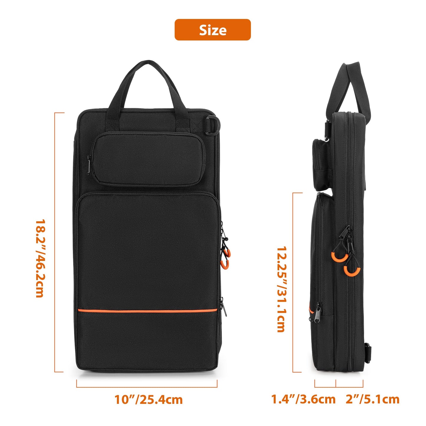 Damero Drumstick Bag, Drumstick Mallet Bag with Detachable Shoulder Strap, Hanging Drum Sticks Bag for Drummers, Beginners in Band, Gig