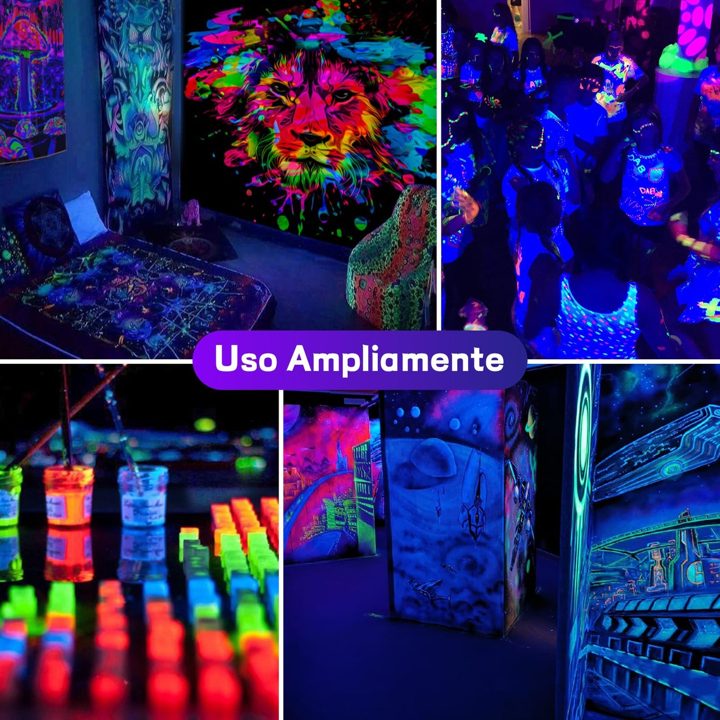 100W LED Black Light 2 Pack, ELWOKS Black Lights for Glow Party, Ultra Thin Black Lights Flood Lights with On/Off Switch, Glow in The Dark, for Party, Halloween, Body Painting