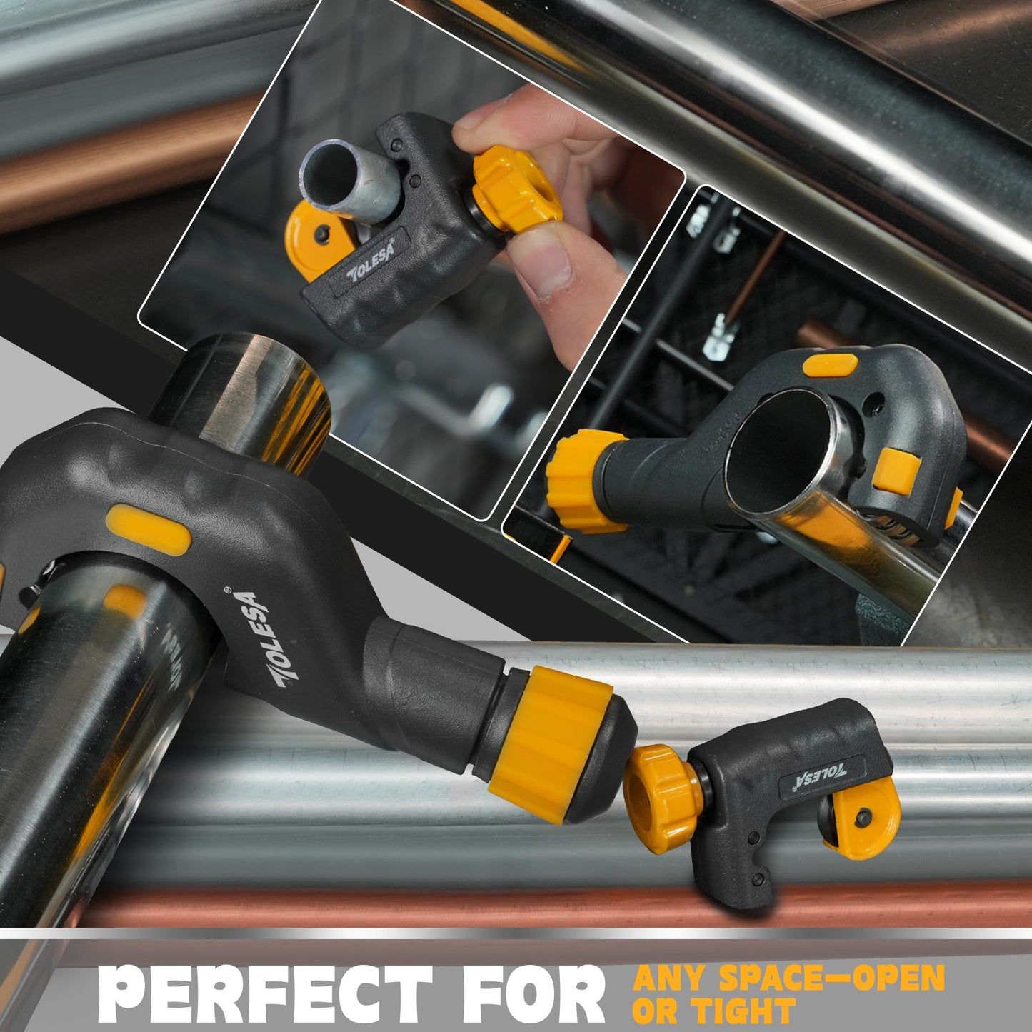 TOLESA Pipe Cutter Tool 2-1/8'', Heavy Duty Mini Copper Pipe Cutters with Deburring Tools Pipe Reamer, Speed Cutting Tubing Cutter for Copper, Aluminum, PVC, Thin Stainless Steel Pipe