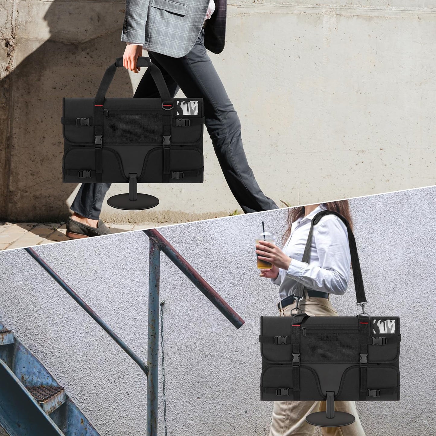 Monitor Carrying Case, Monitor Travel Case for 27" LCD Screens and Monitors, Protective Monitor Bag Computer Monitor Dust Covers with Padded Velvet Lining & Adjustable Shoulder Strap